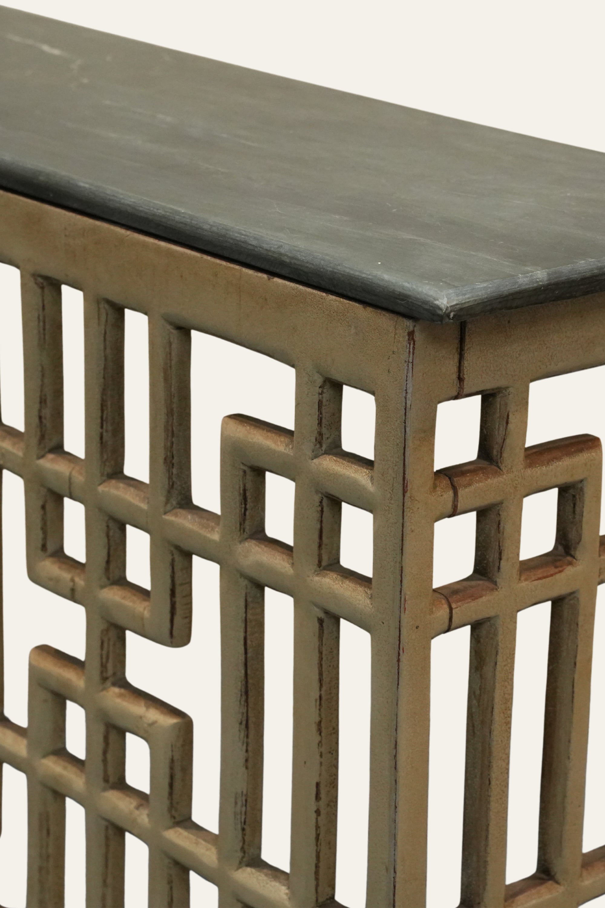 Japanese Inspired Lattice Wooden Console Table