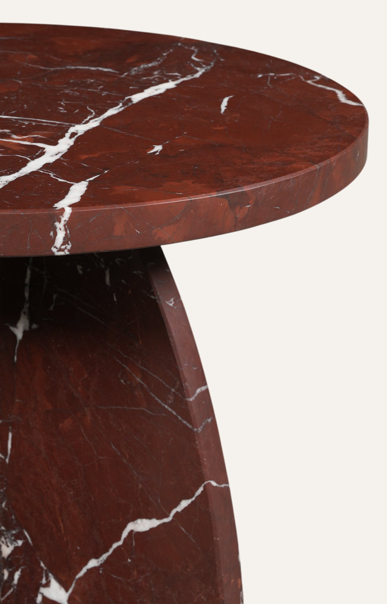 Sculptural Red Marble Accent Table