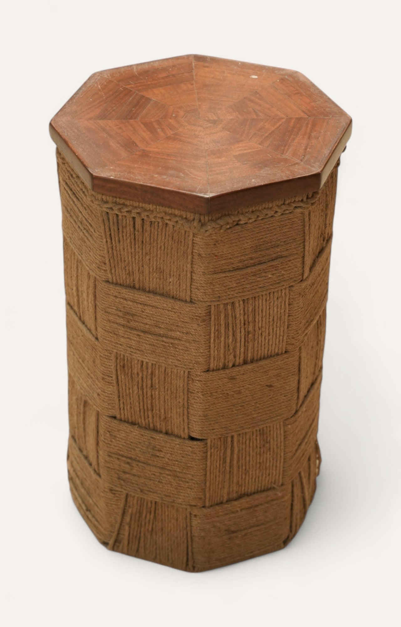 Modern Octagon Side Table Covered with Jute Rope