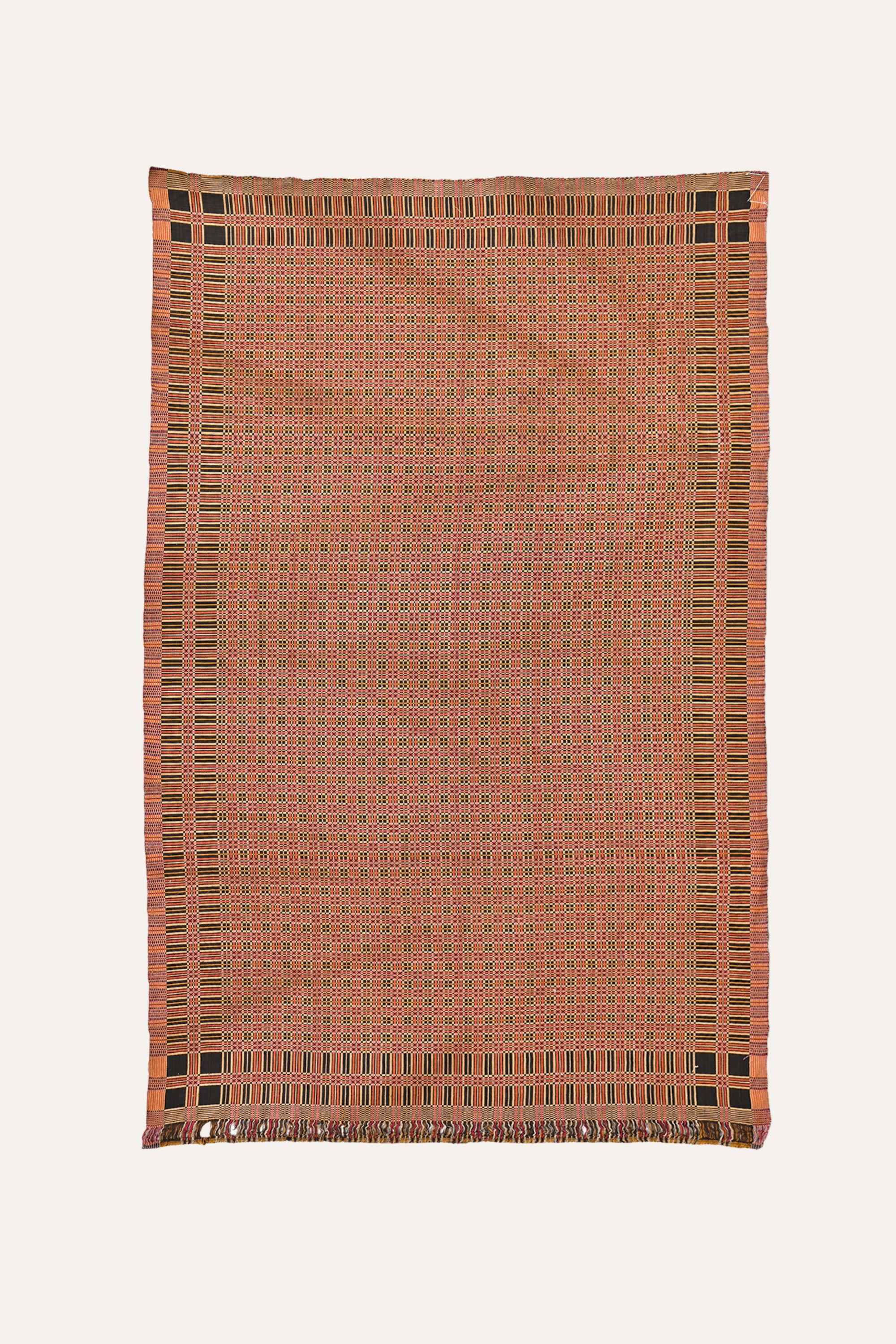 Orange & Slate Check Reversible Cotton Khes Wall Hanging