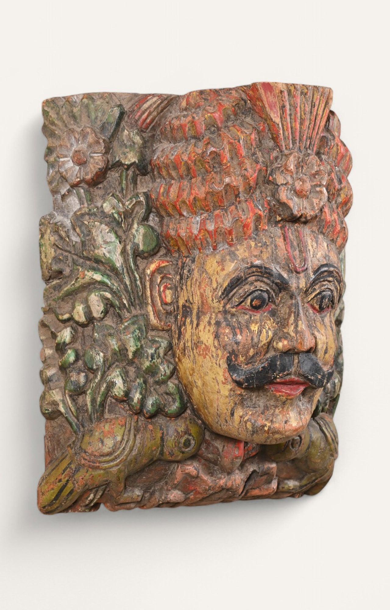 Rustic Hand-Carved Wooden Wall Mask