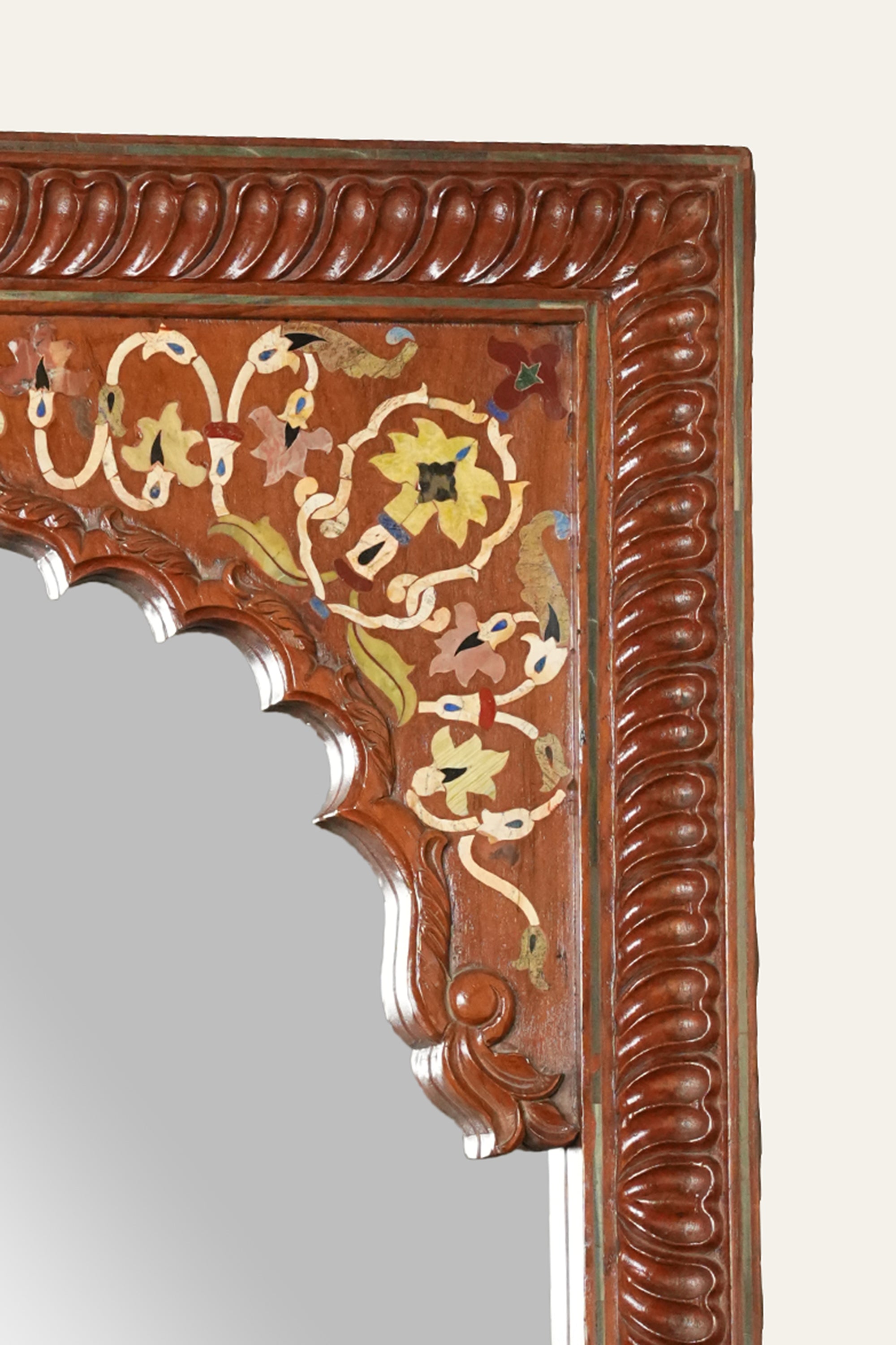 Mughal Hand Painted Wooden Wall Mirror