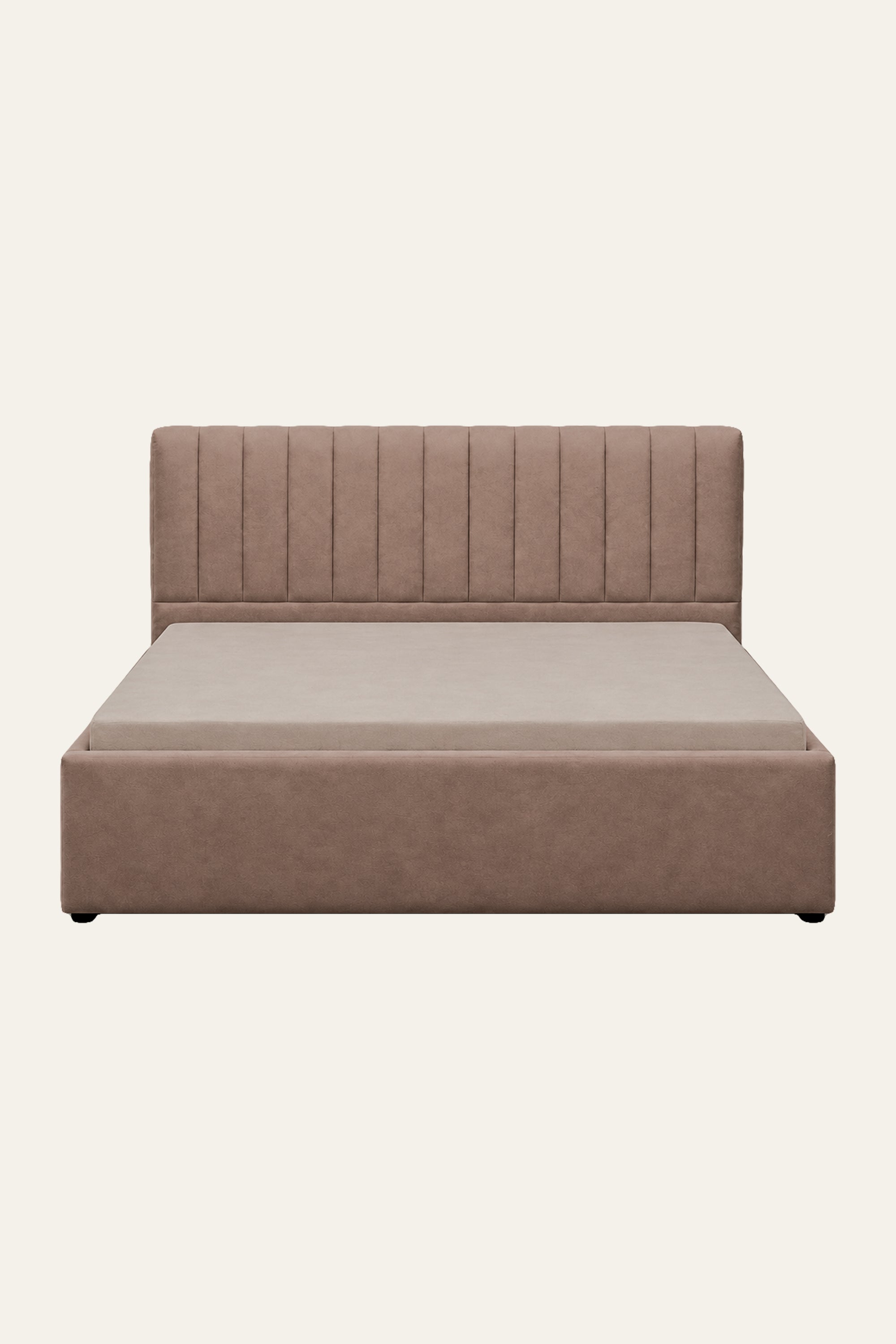 Brown Velvet Channel Tufted Bed for Modern Bedroom