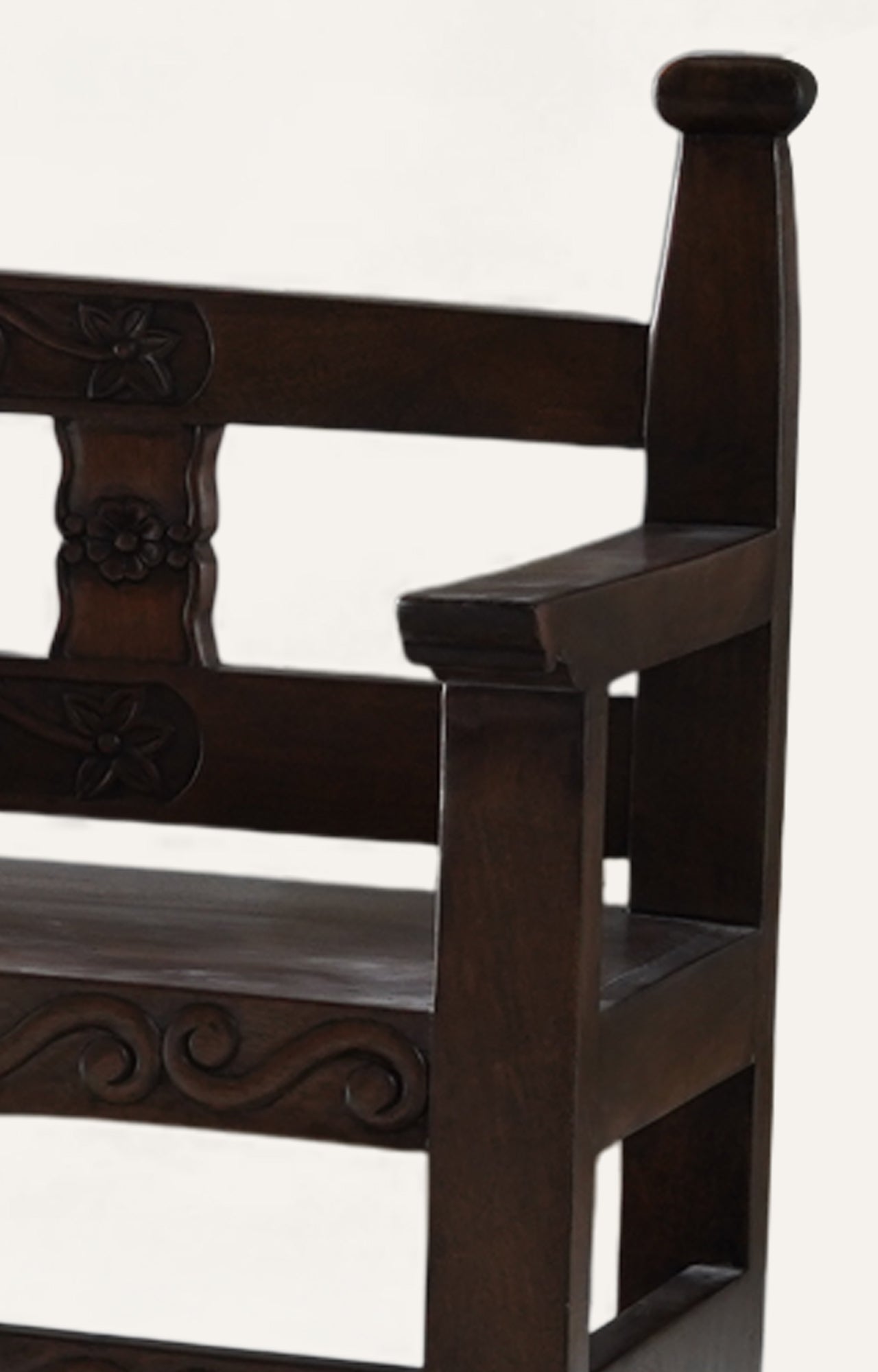 Hand Carved Wooden Bench