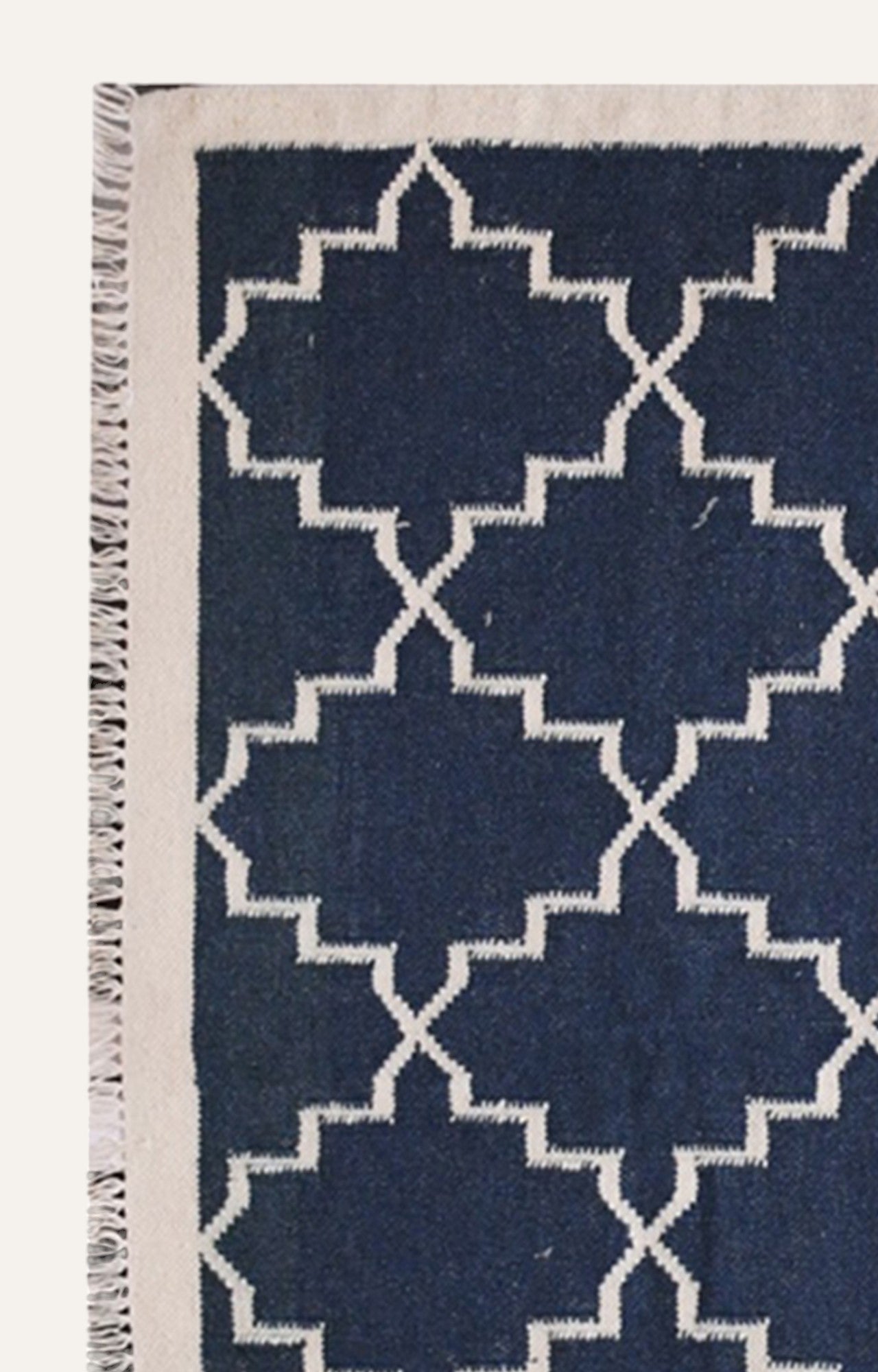 Indigo Blue And White Wavy Pattern Rug