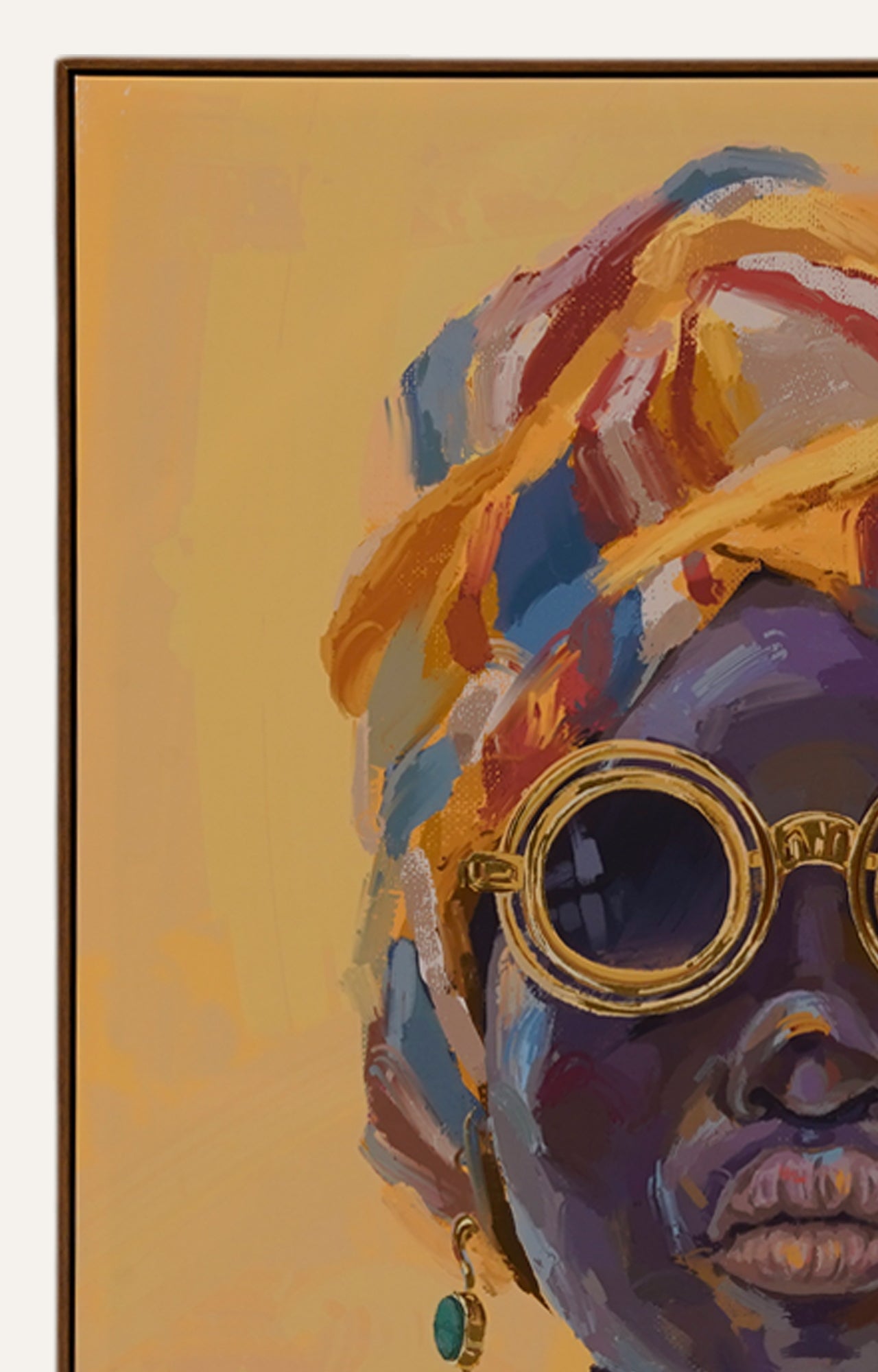 Vogue African Lady Canvas Print with Golden Foil Embellishments Wall Art