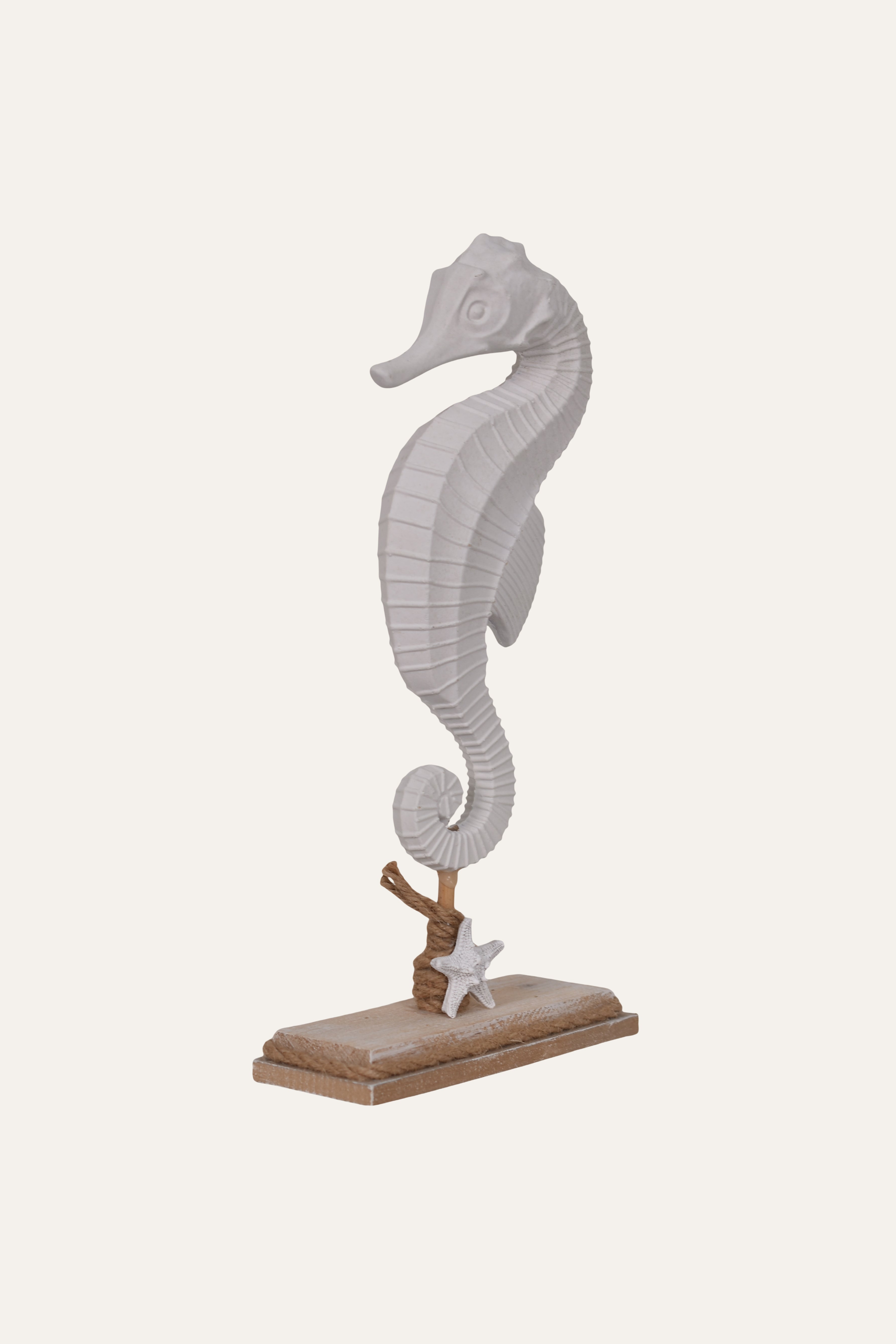 Coastal White Seahorse Resin Table Décor