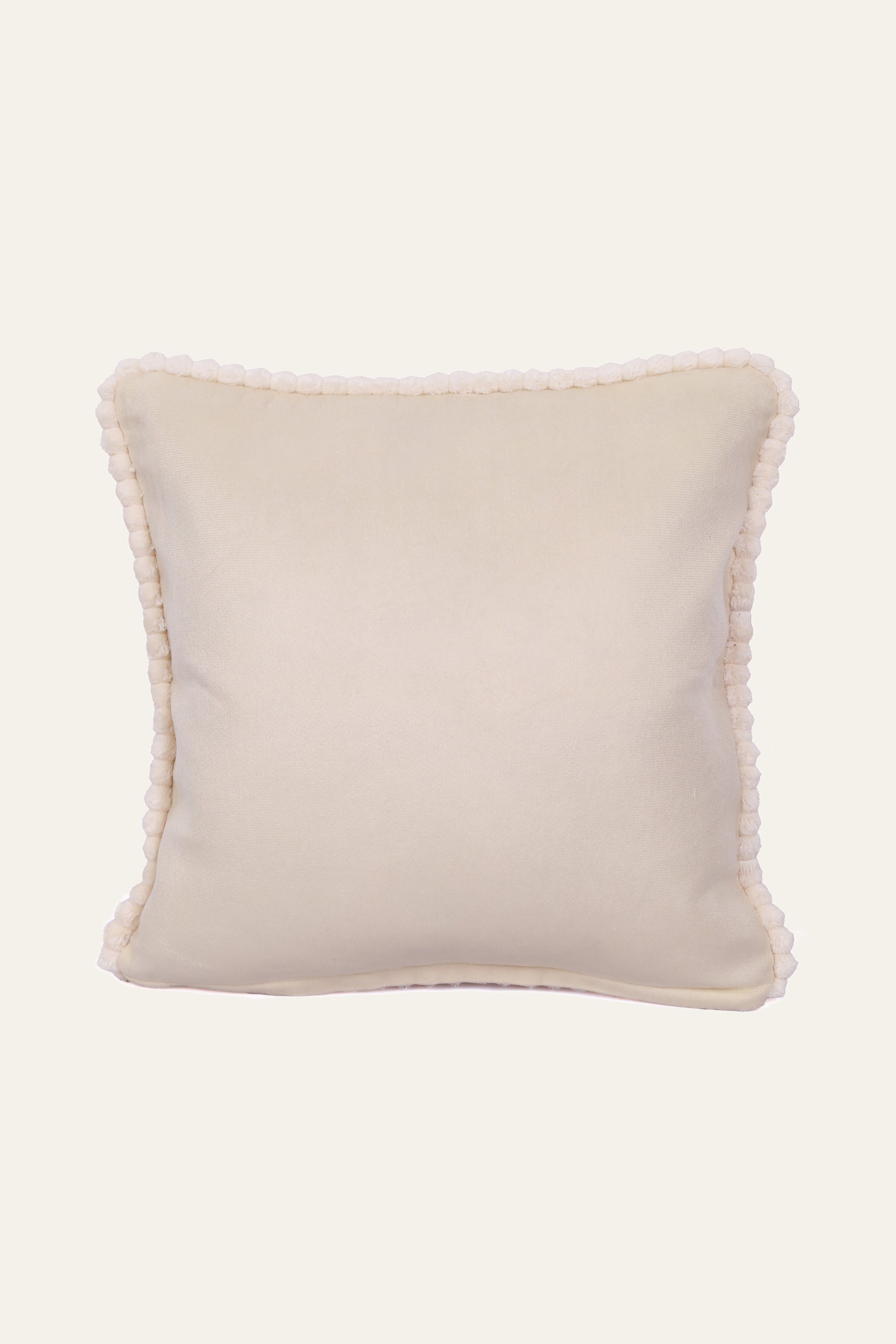 White Floral Motif Embroidered Cushion