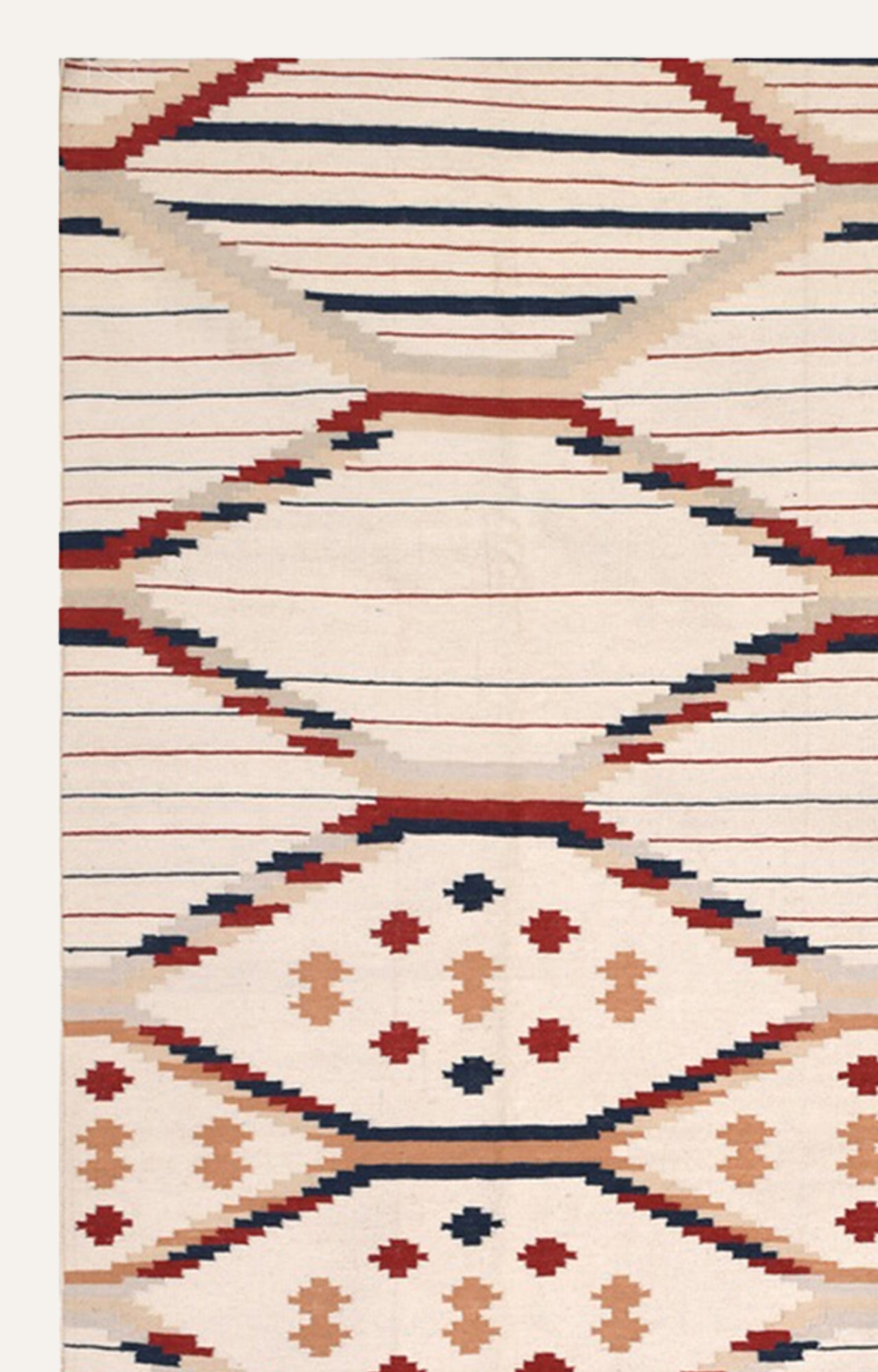 Striped Diamond Ivory Flatweave Rug