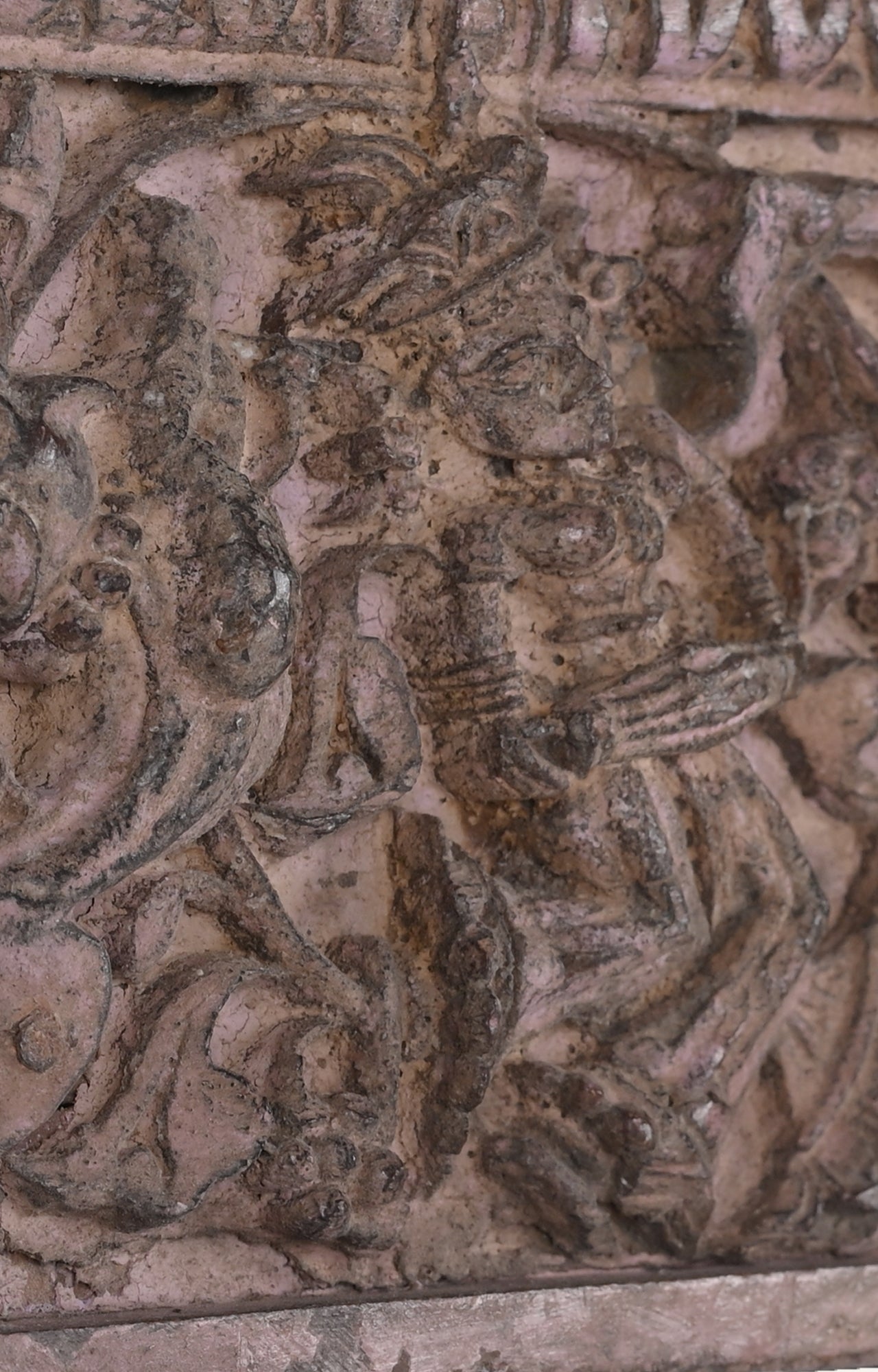 Vintage Rosewood-Pink Antique Deity Panel