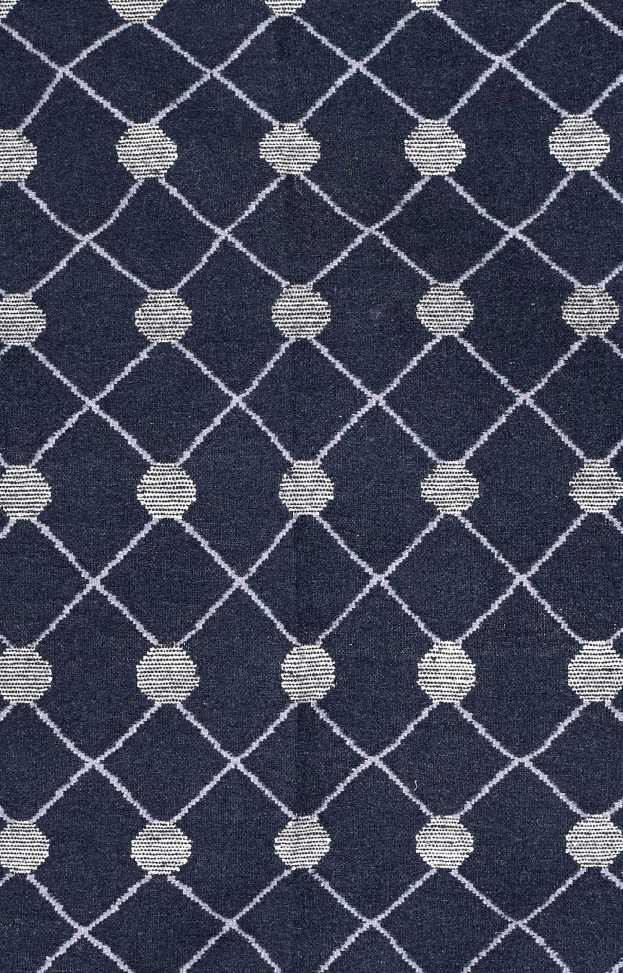 Blue And White Wavy Pattern Rug