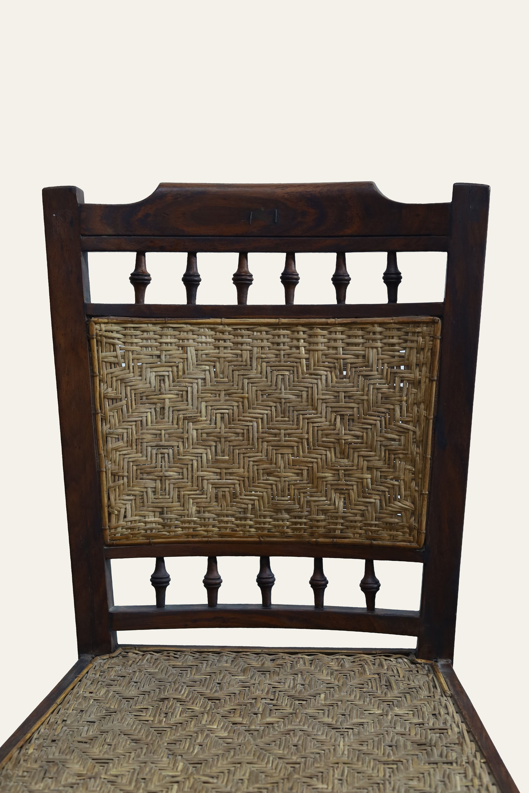 Natural Cane Back Accent Chair with Turned Wooden Legs