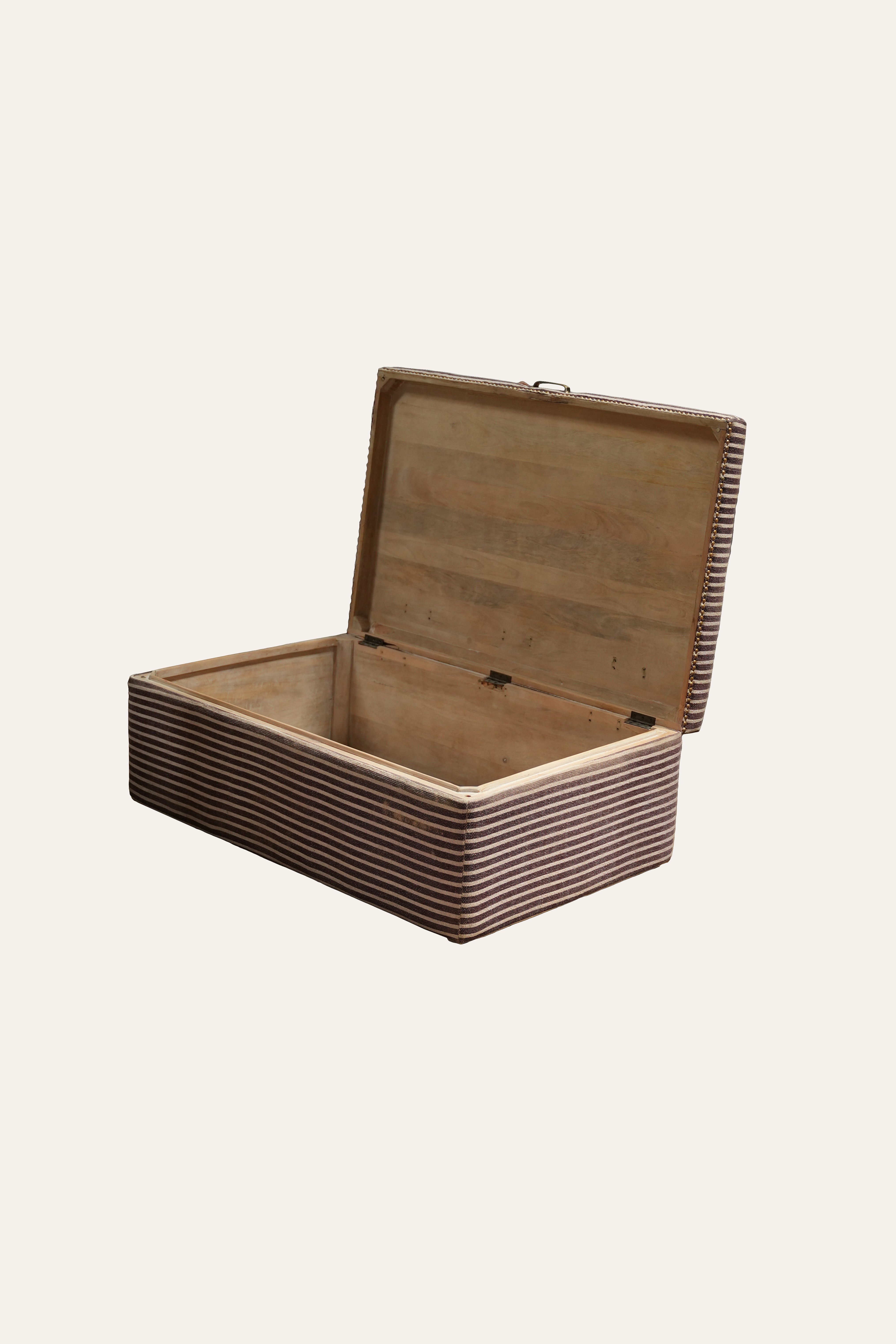 Striped Woven Dhurrie Storage Trunk For Living Room