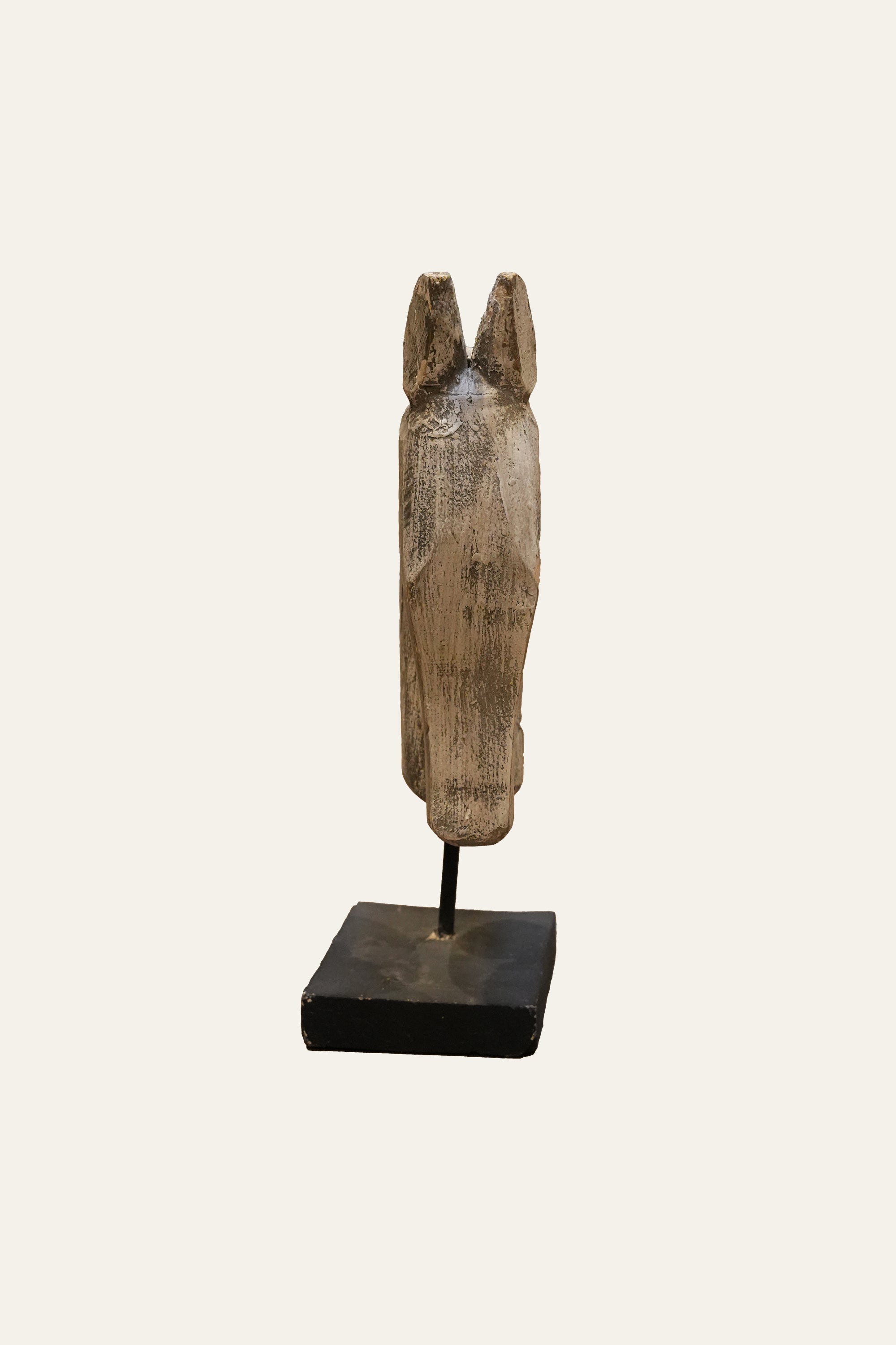 Carved Wooden Horse Head Sculpture on Stand