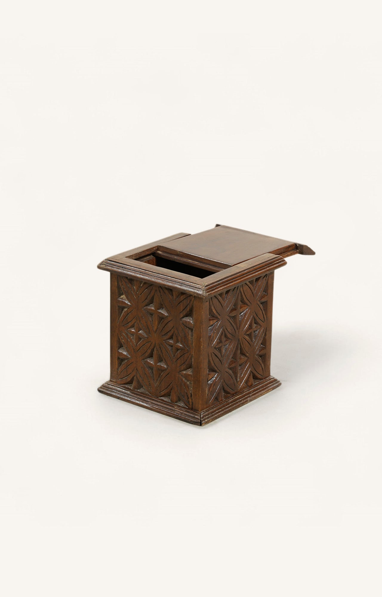 Carved Acacia Wood Lidded Box