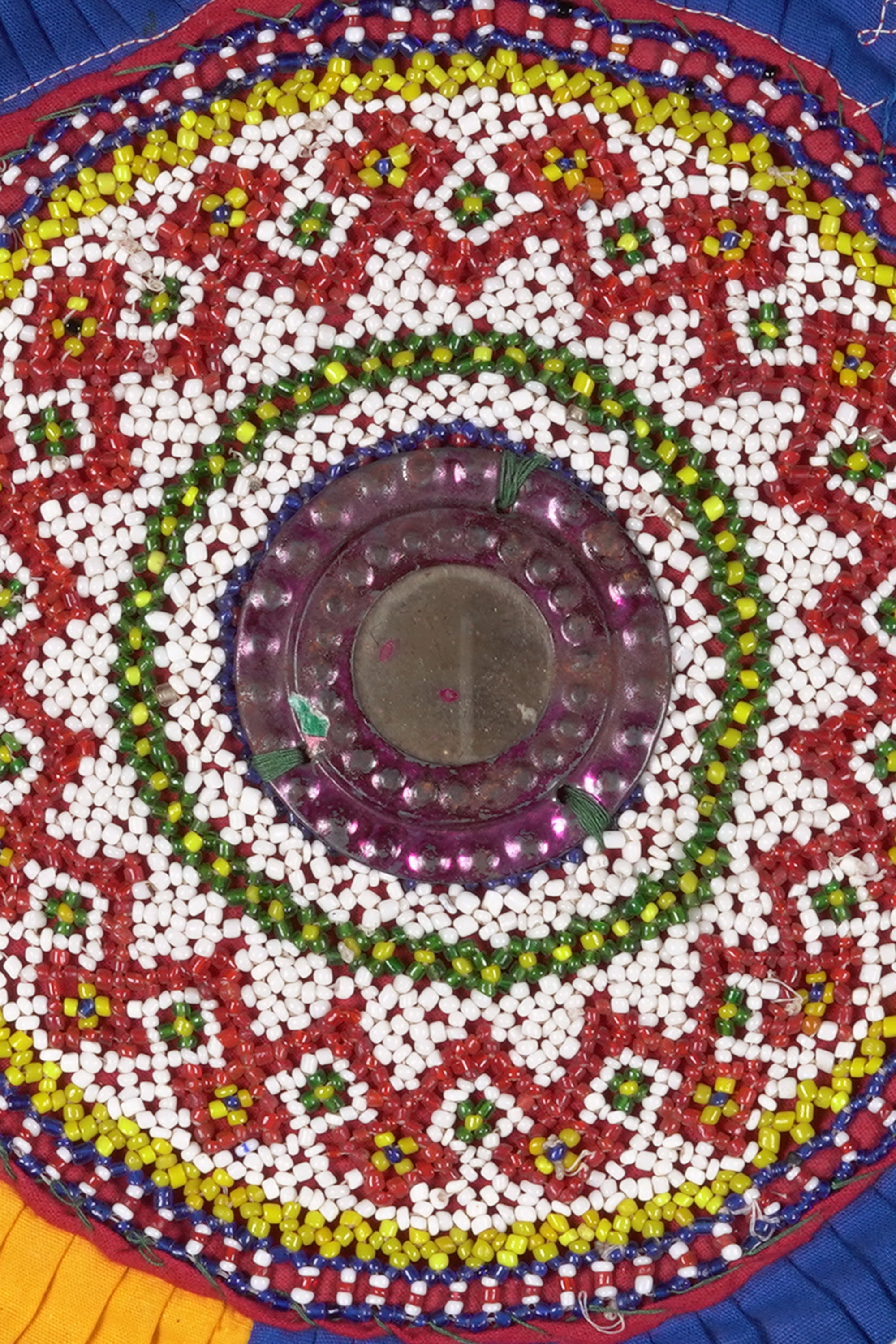 Antique Blue Border Gujarati Pearl Bead Wall Art