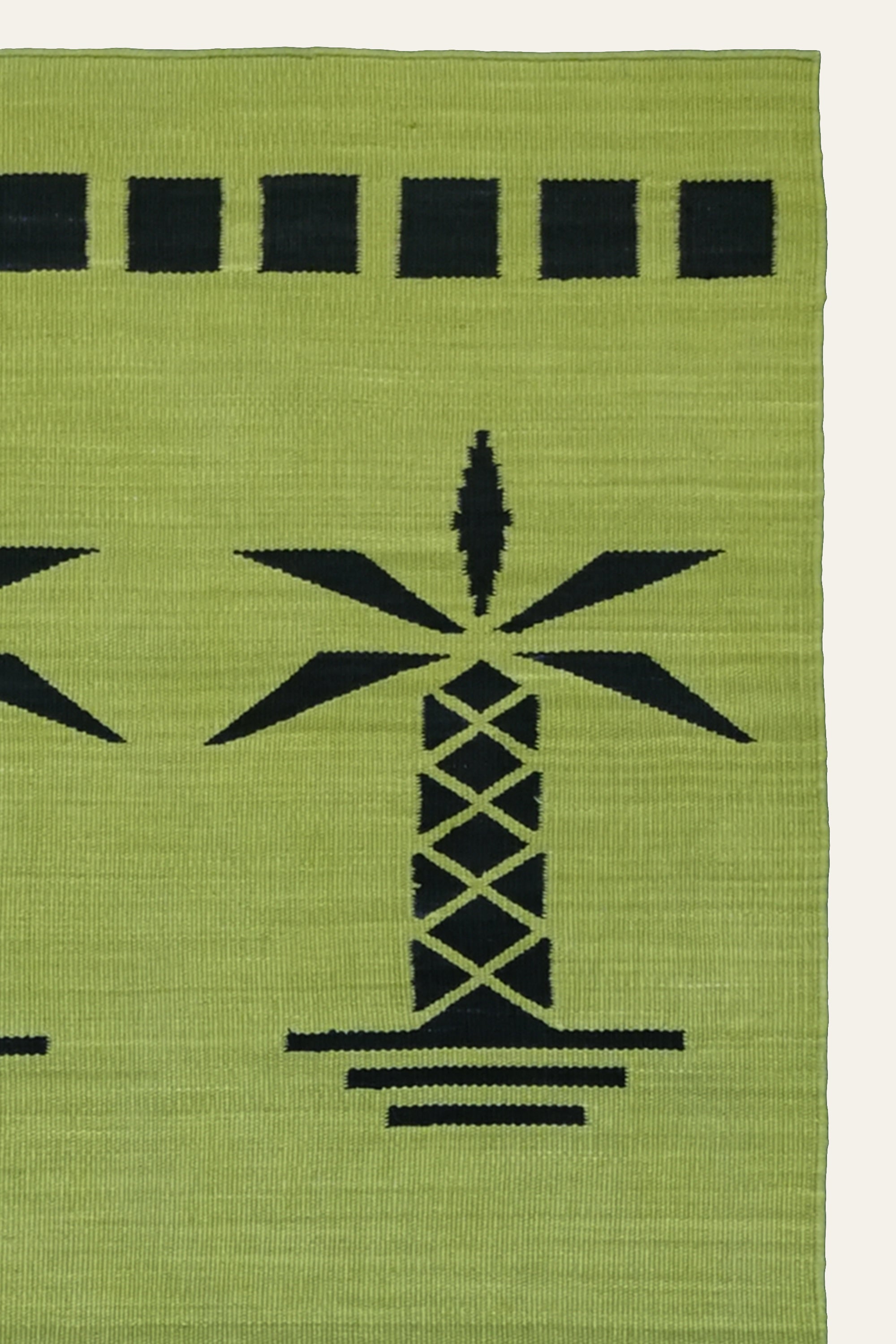 Palm Tree Motif Yellow Handwoven Cotton Yoga Mat