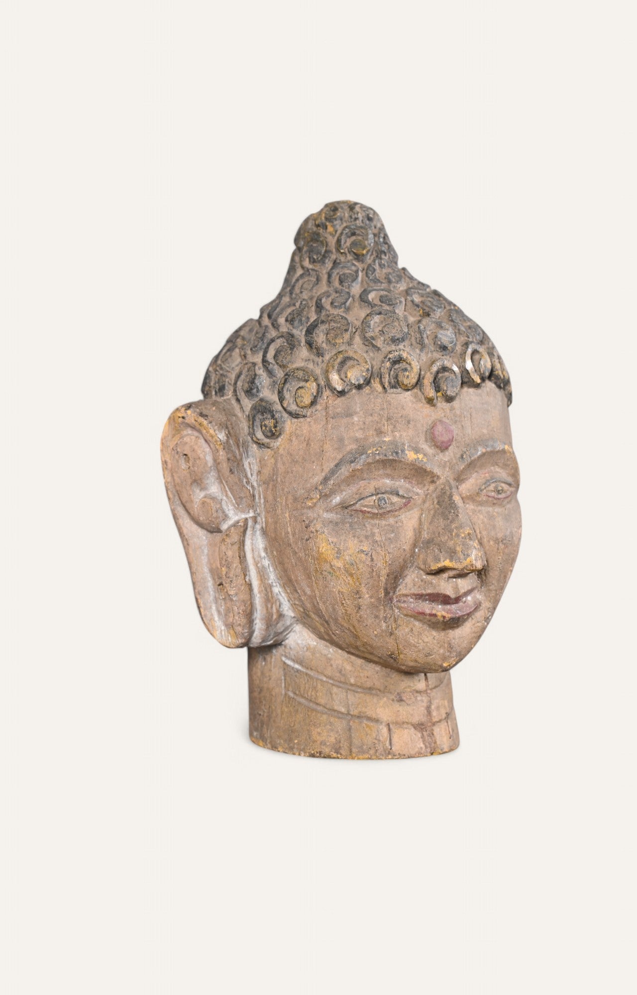 Hand-Carved Wooden Wall Mask of Buddha