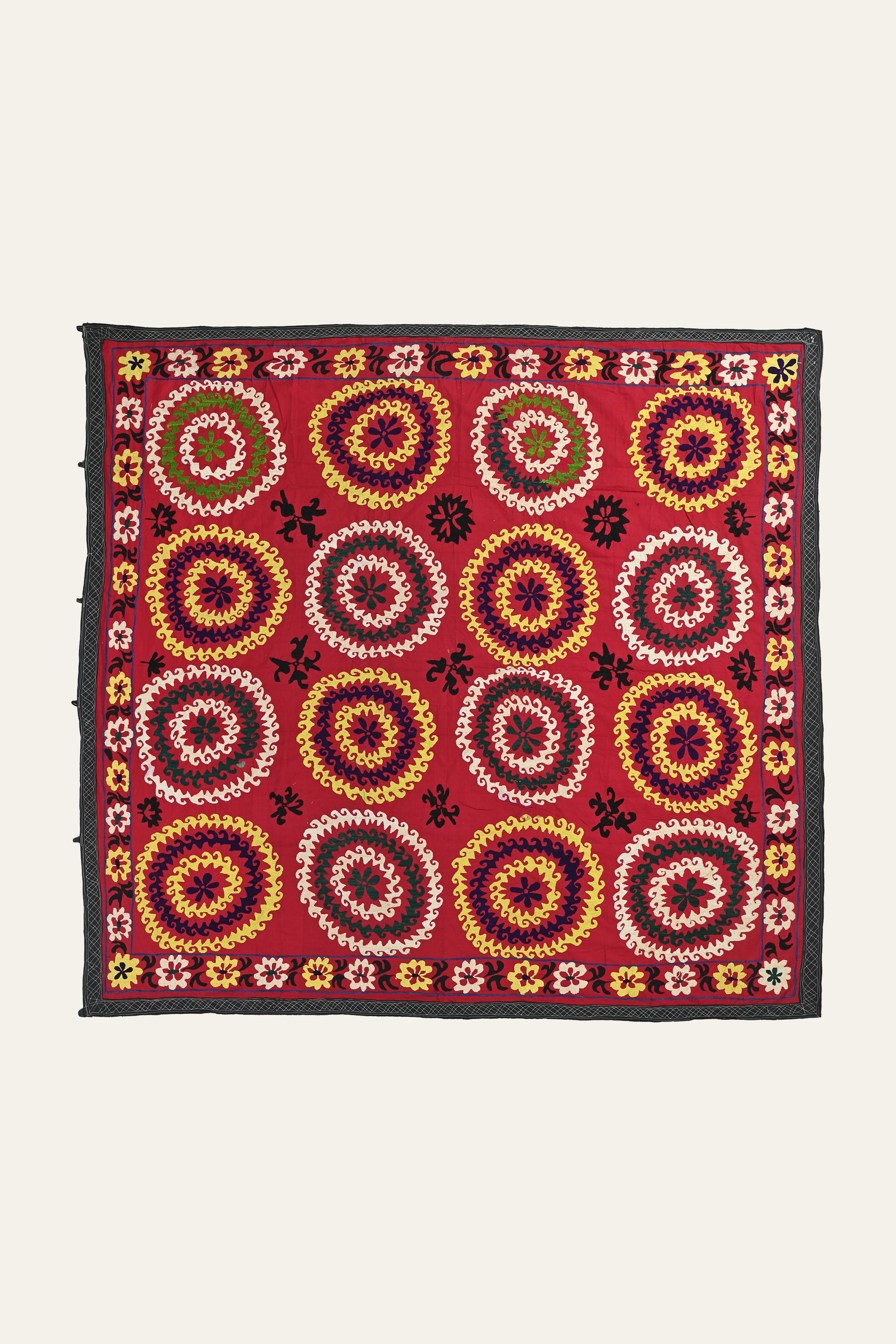 Red Spiral Suzani Tapestry Wall Art Hanging