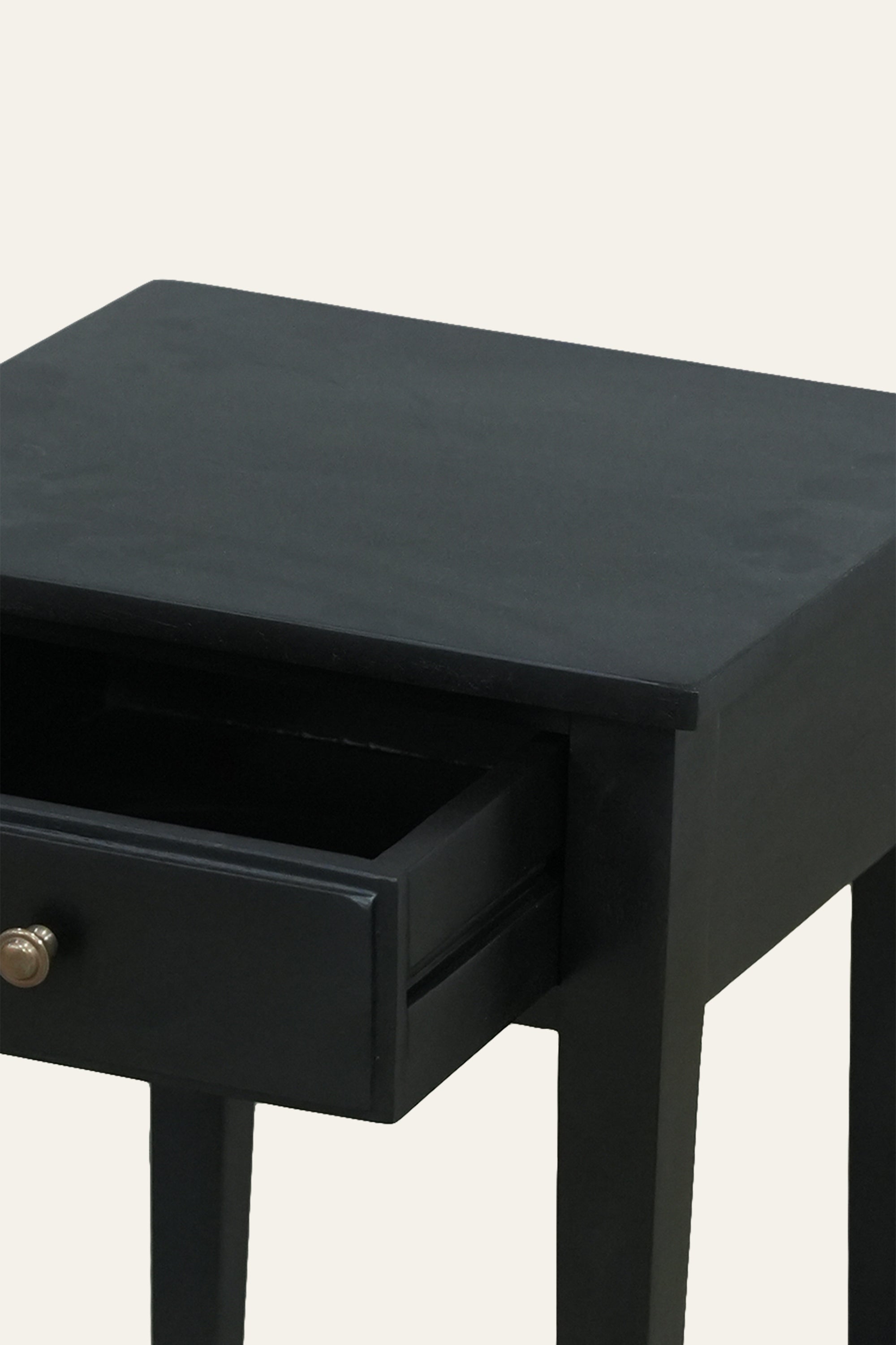 Minimalist Black 1-Drawer Bedside Table with Storage Shelf
