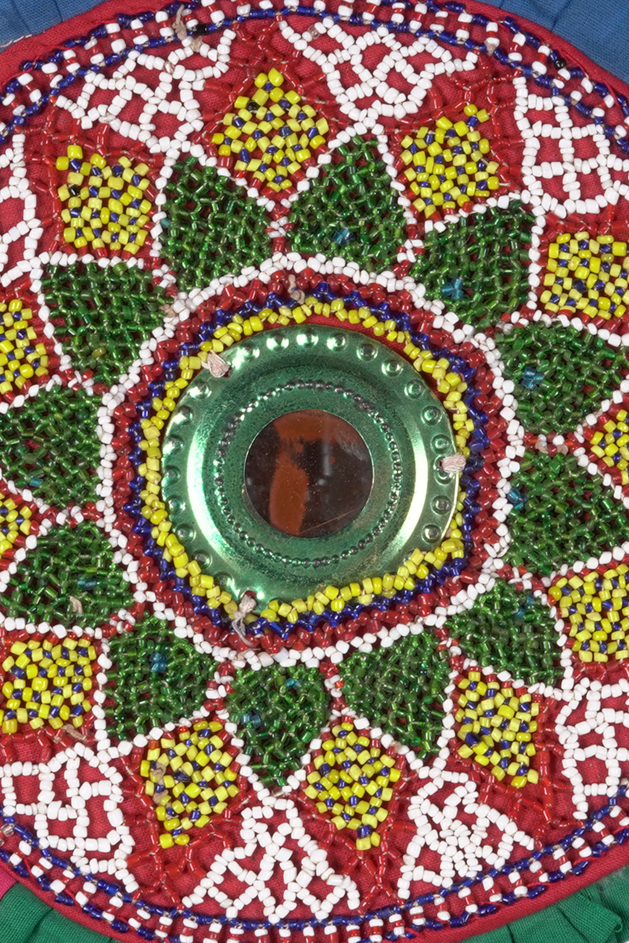 Red Floral Mandala Beaded Wall Hanging