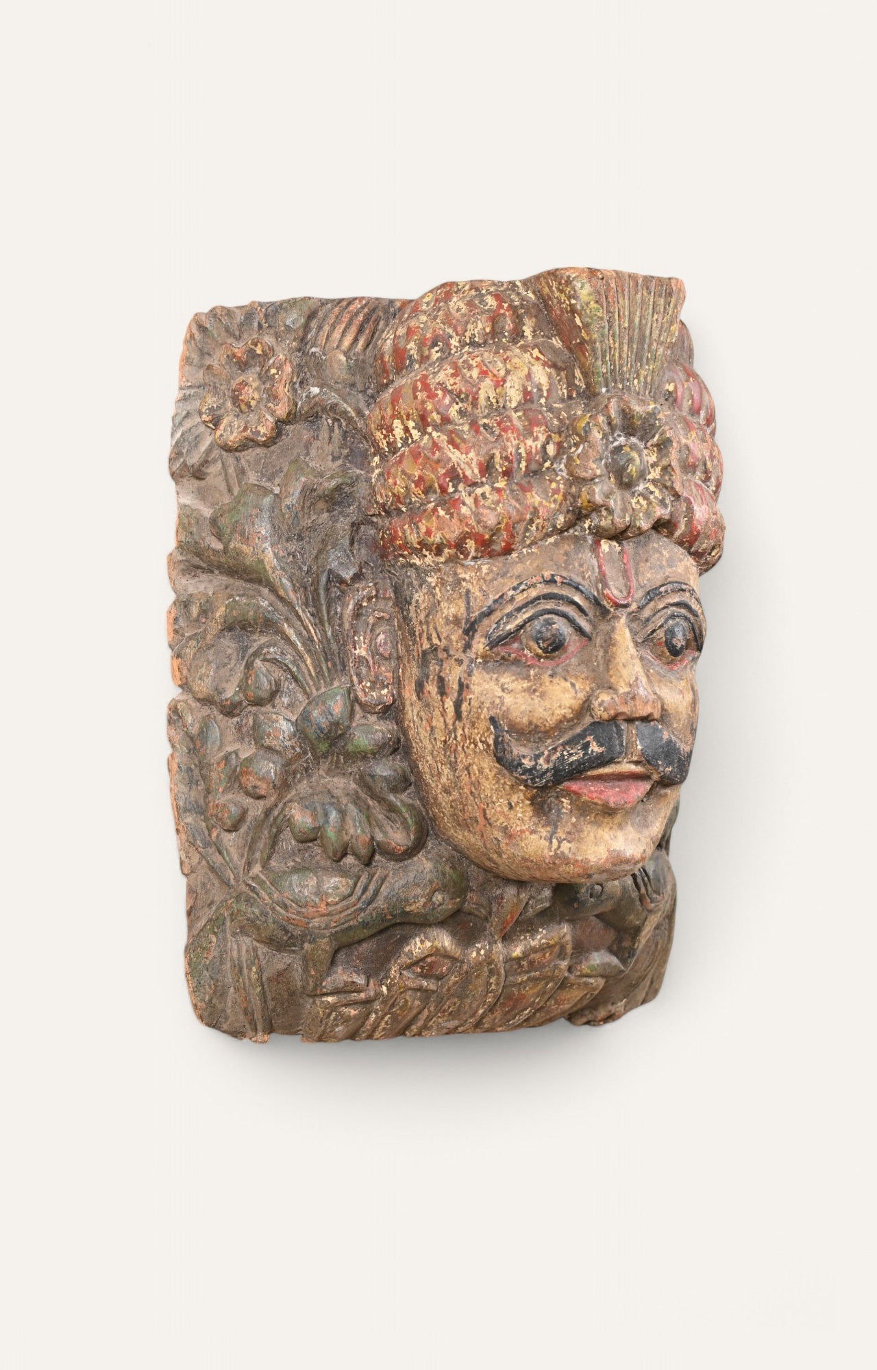 Regal Hand-Carved Wooden Mask