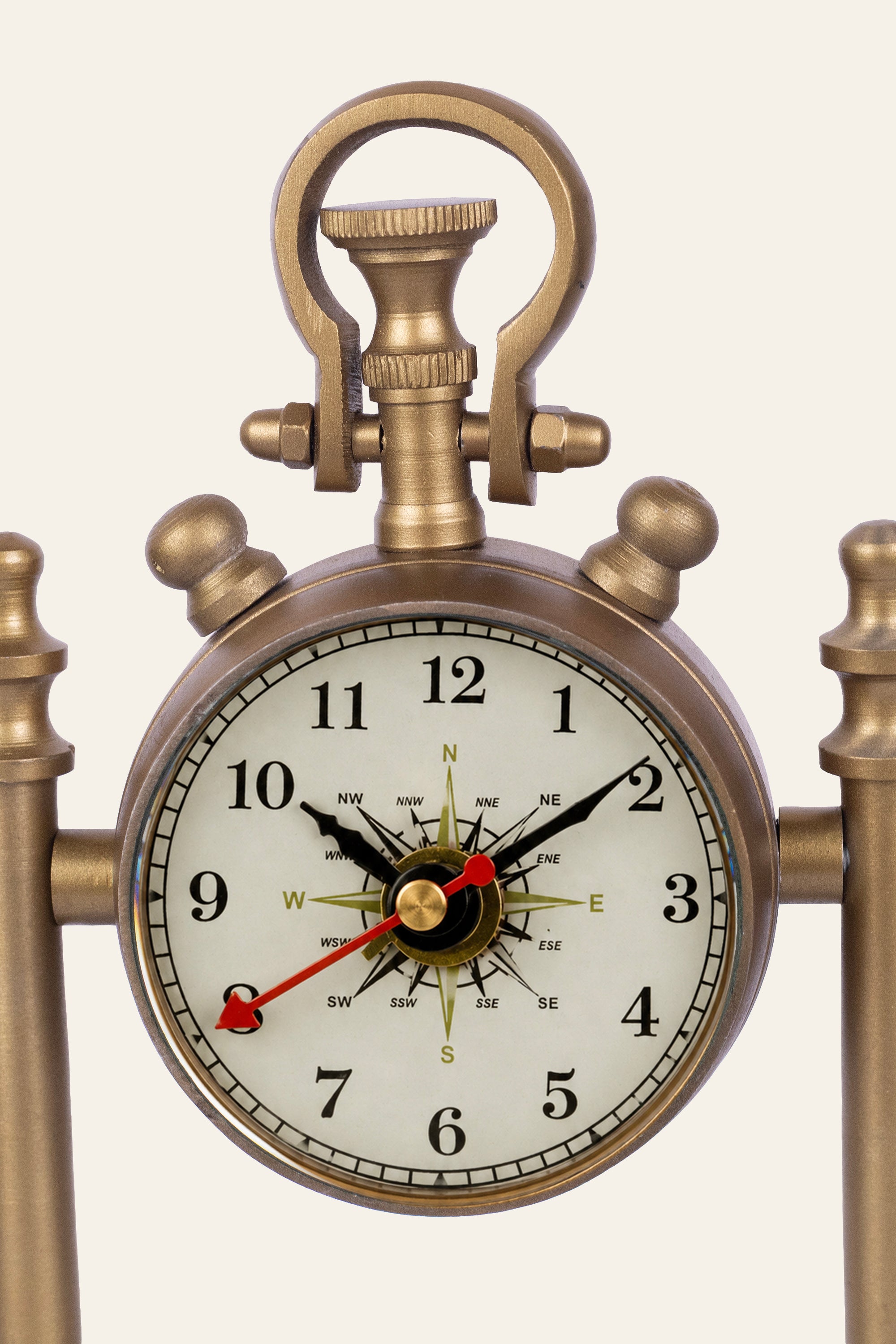 Compass Analog Desk Clock for Maritime Table Styling