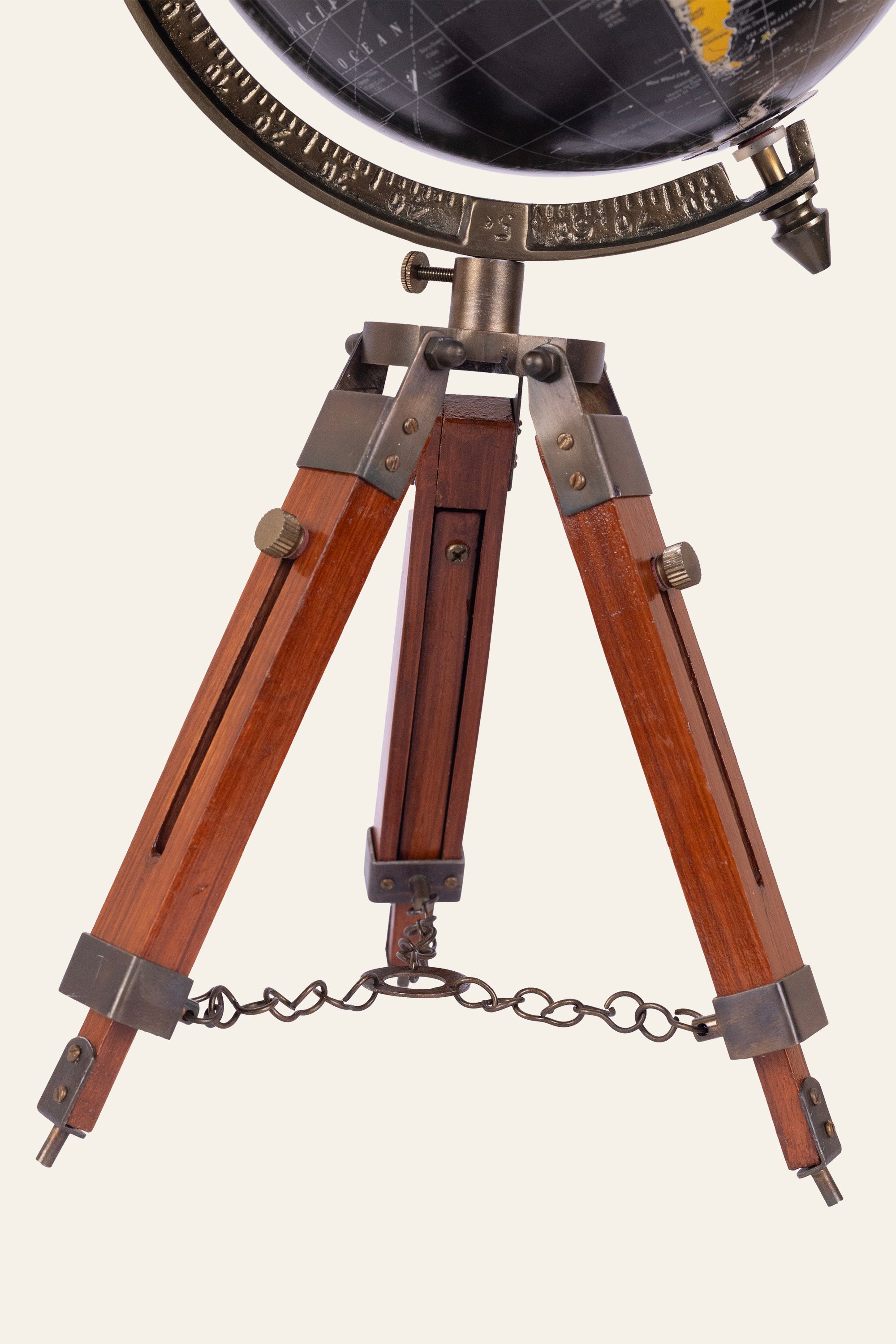 World Map Globe on Wooden Tripod Stand