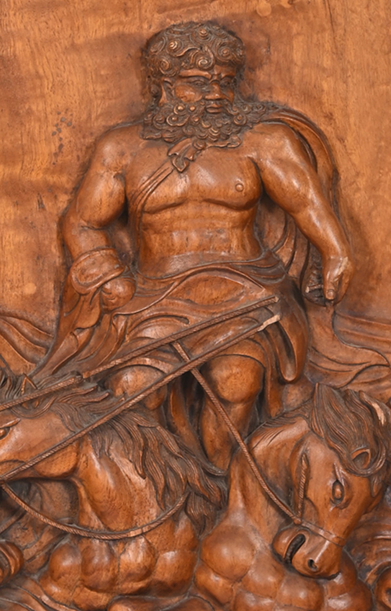 Roman Chariot Bas-Relief Wooden Panel