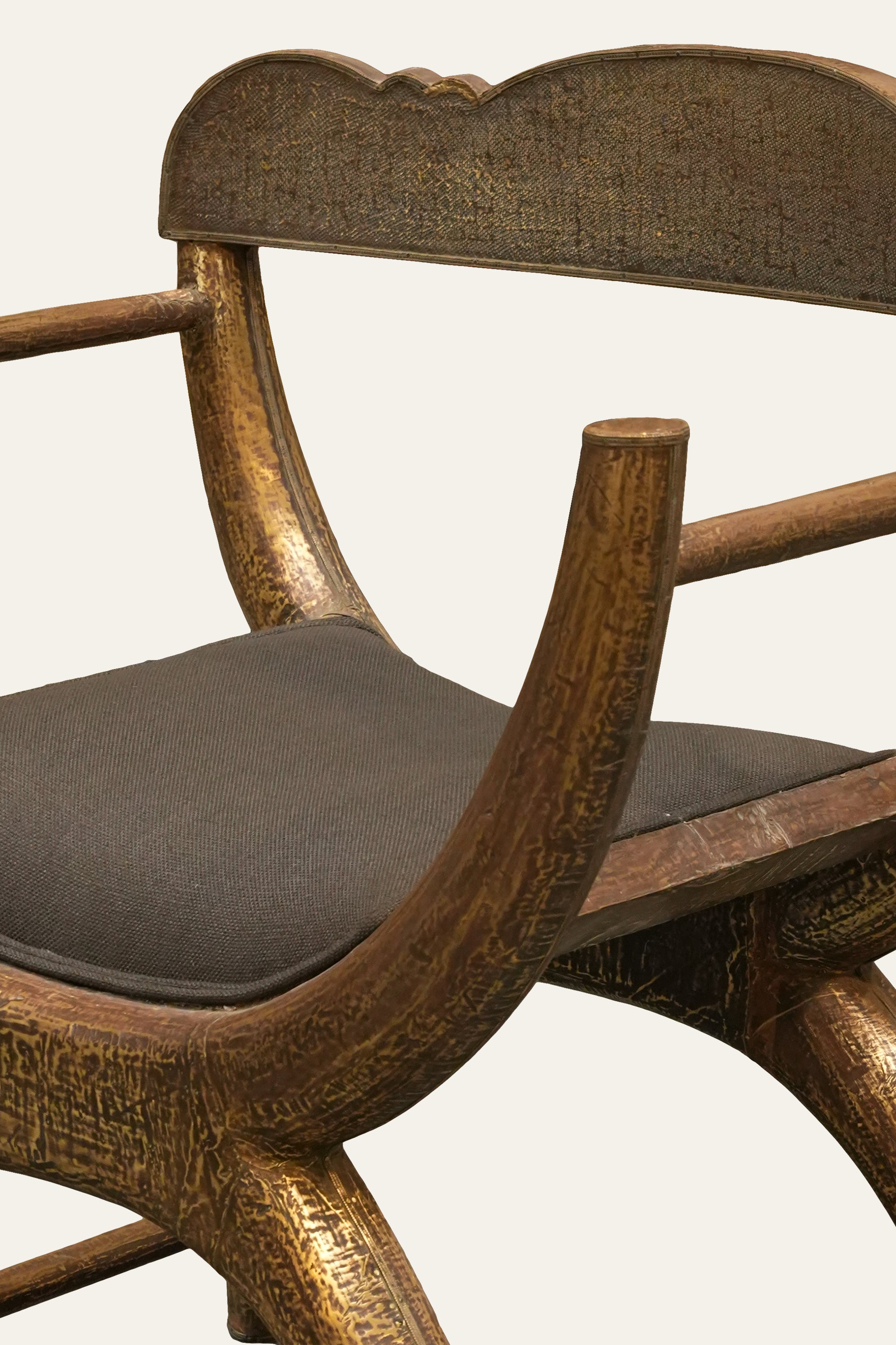 Curved Wooden Accent Armchair