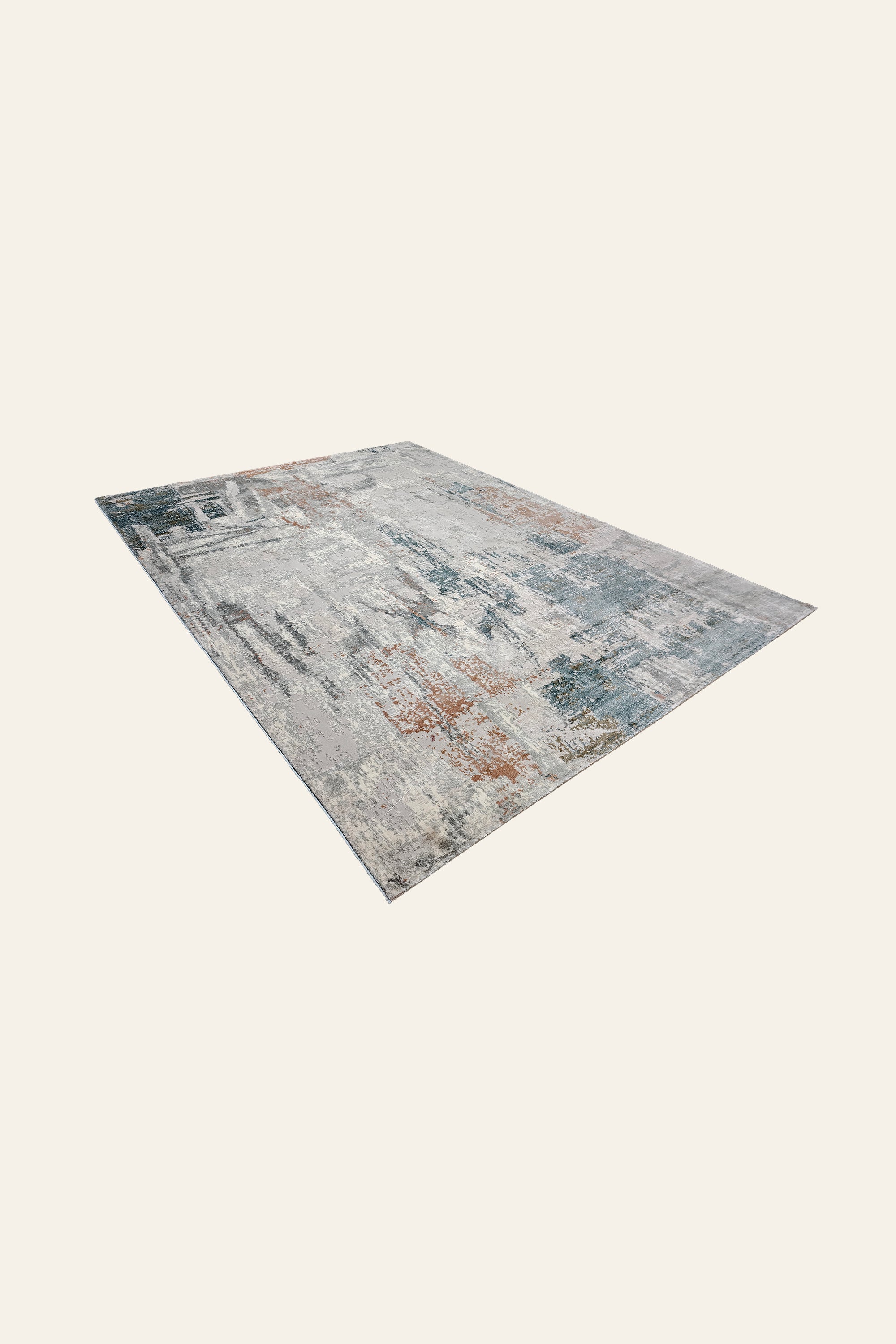 9 x 12 ft Plush Ivory Teal Abstract Luxury Modern Area Carpet