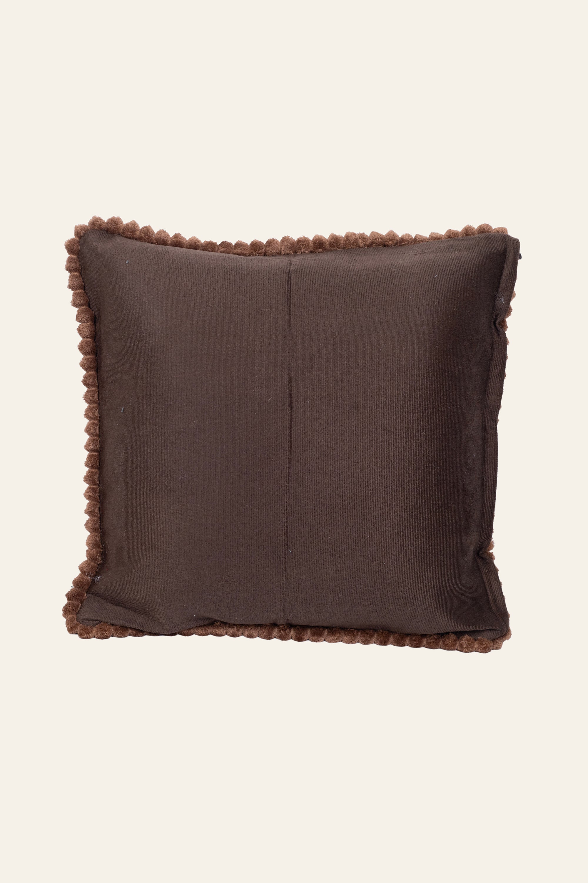 Chocolate Brown Floral Motif Embroidered Cushion
