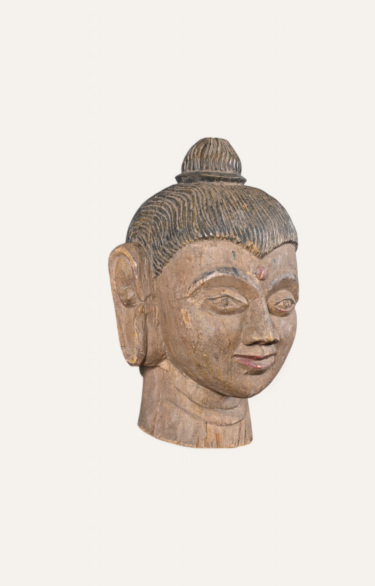 Hand-Carved Wooden Buddha Wall Mask – Vintage Aged Finish