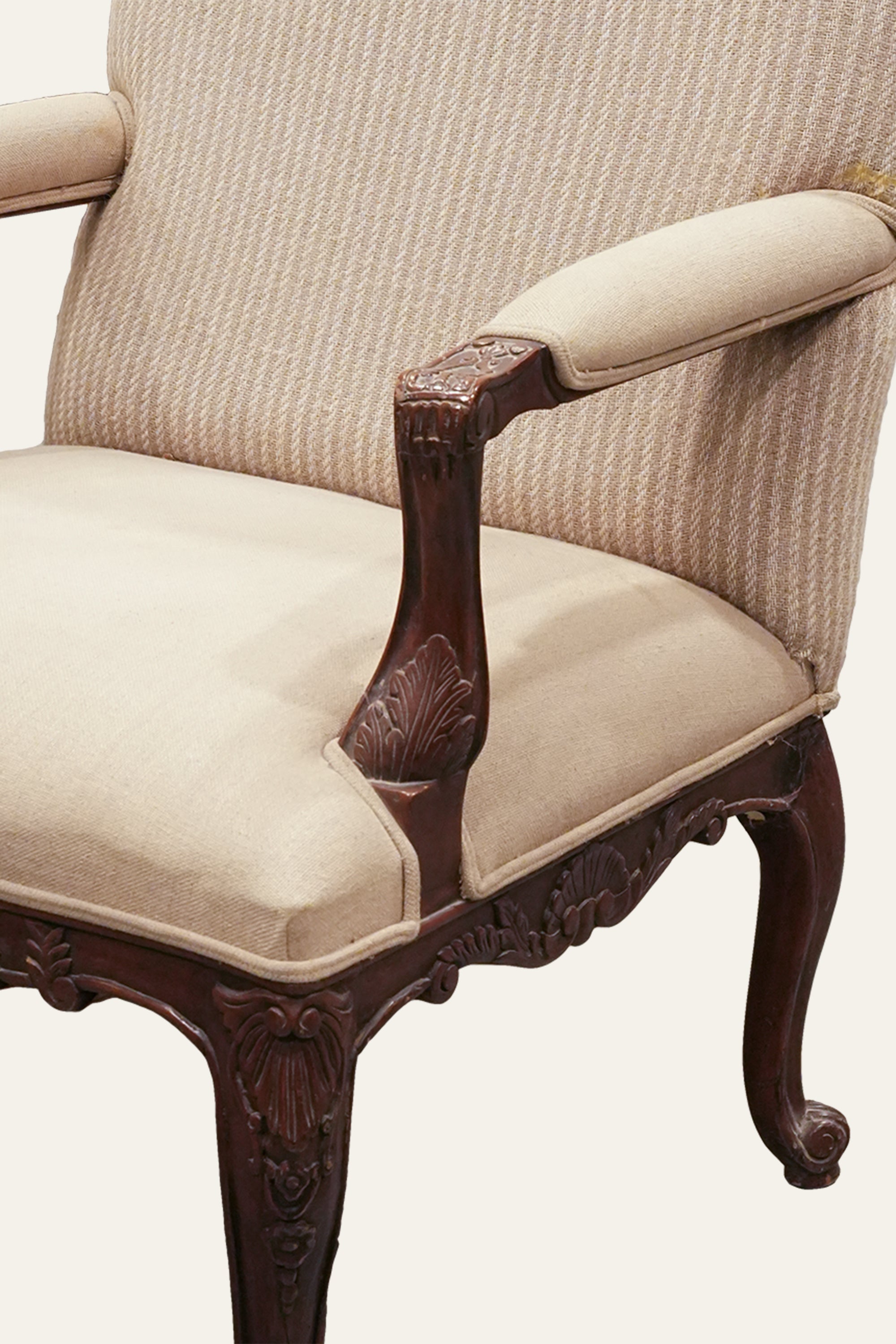 French Style Wooden Carved High Back Armchair