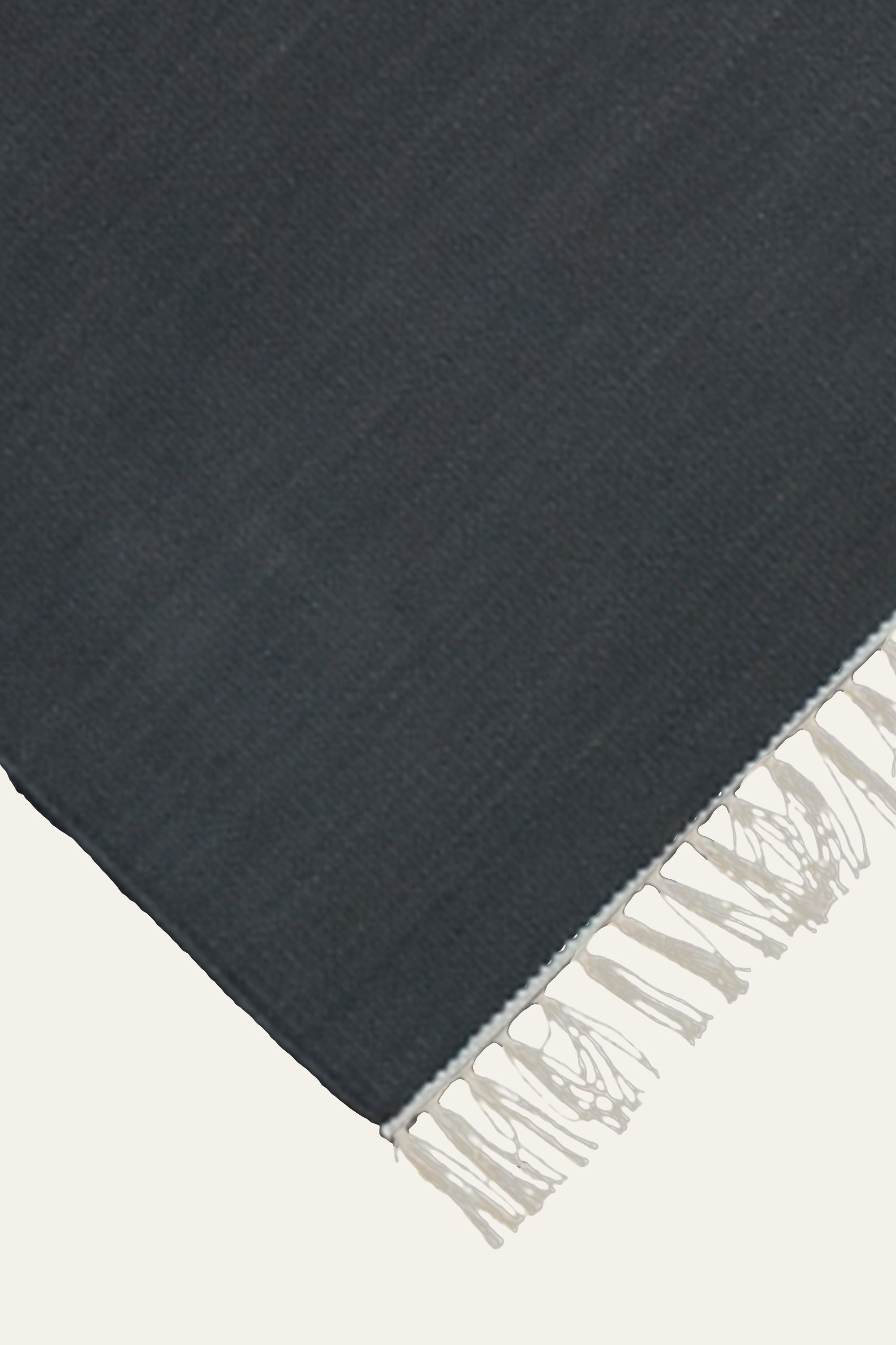 Charcoal Grey Washable Cotton Yoga Mat with White Fringe