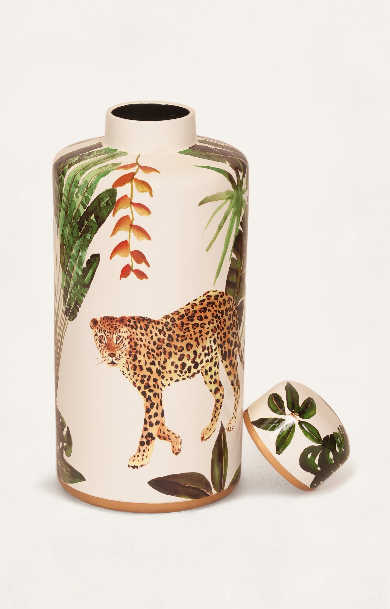 Tropical Leopard Ceramic Jar Small