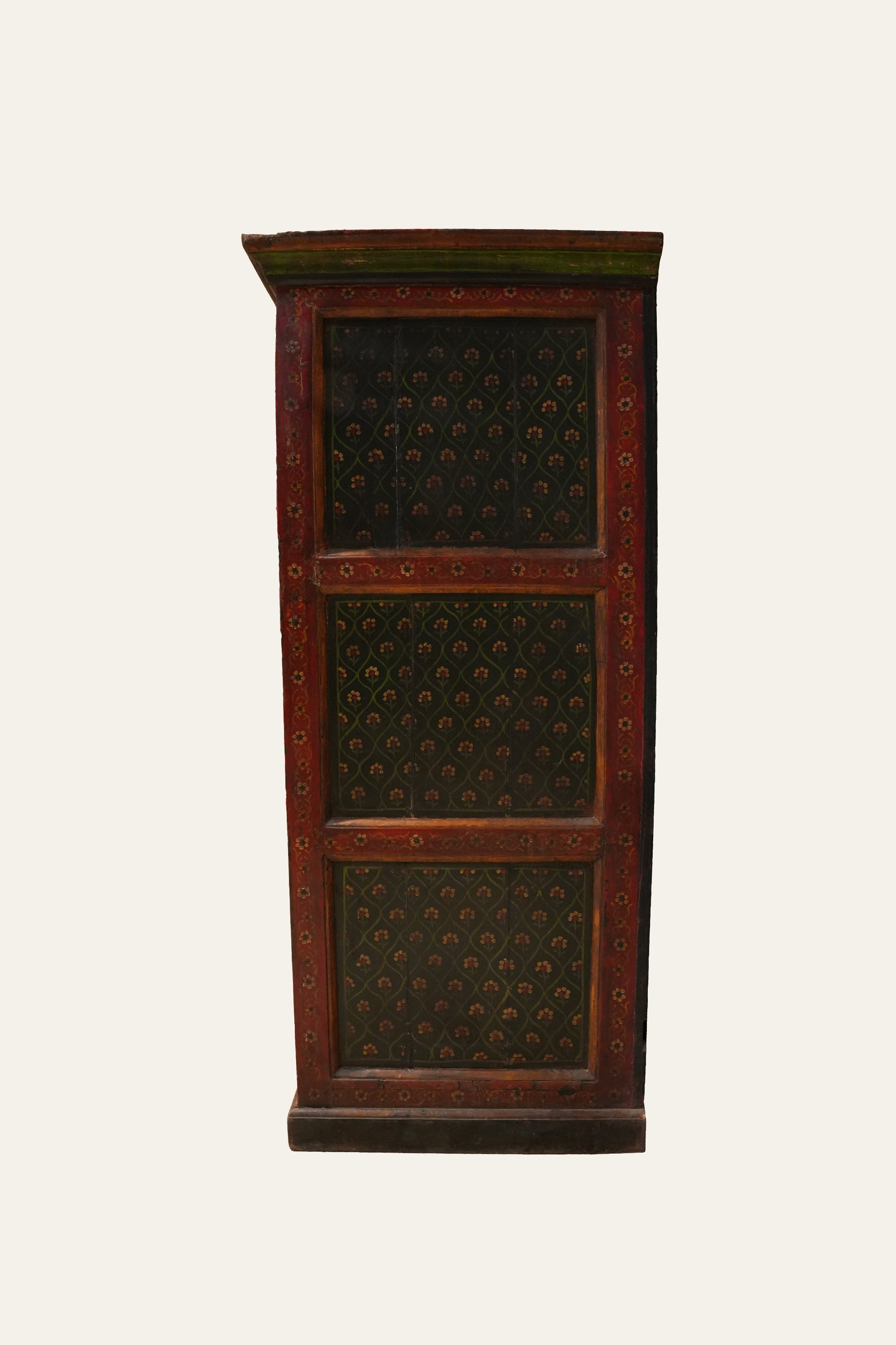 Indian Haveli Style Vintage Iron-Fitted Wooden Wardrobe