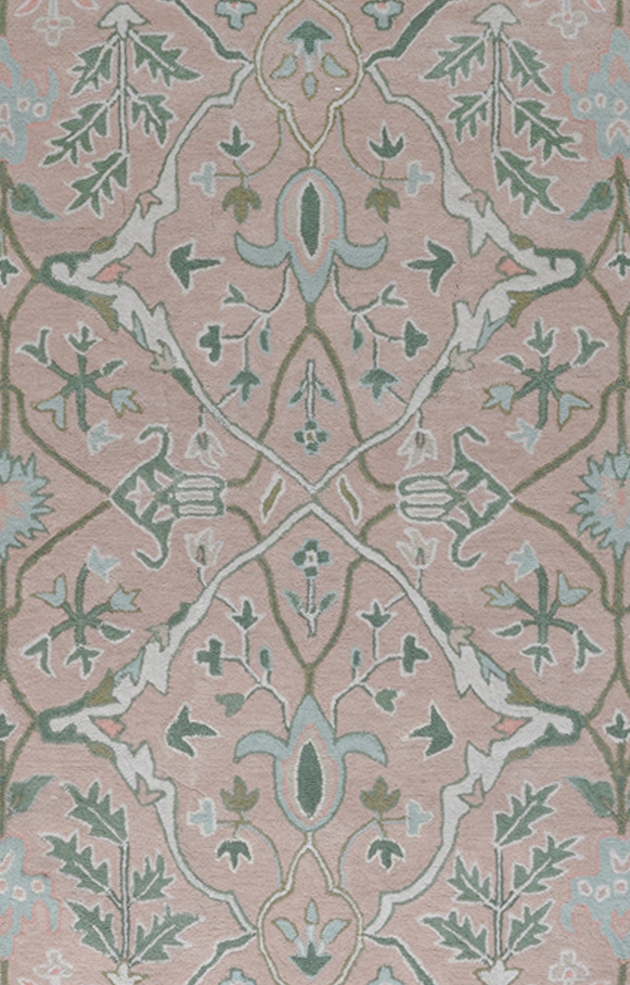 8 x 10 Ft Hand Tufted Peach Pink and Ivory Modern Colorful Oushak Carpet