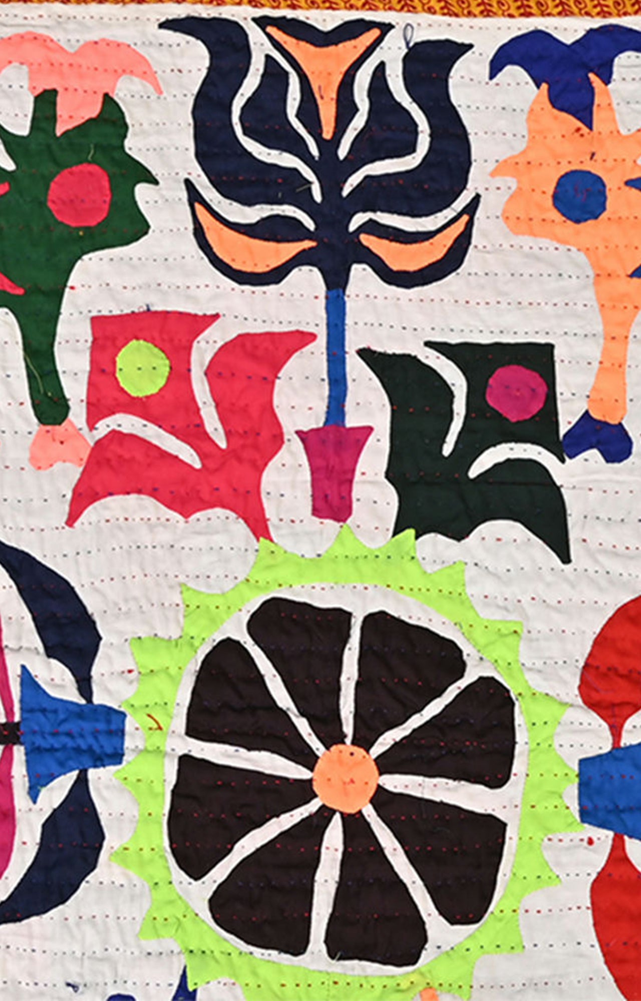 Nature's Symphony: Cotton Textile Wall Tapestry with Animal Figures and Floral Motifs