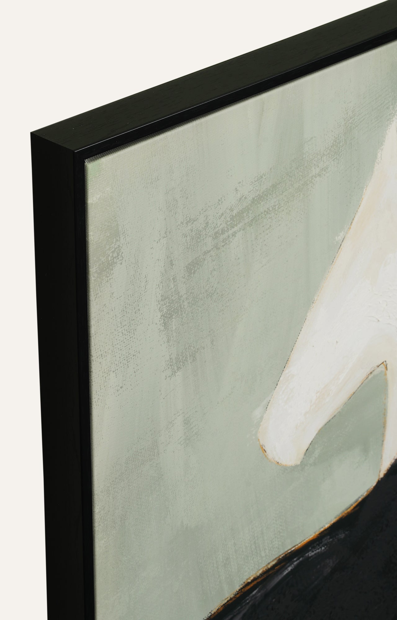 Black and White Horses Canvas Painting with Frame