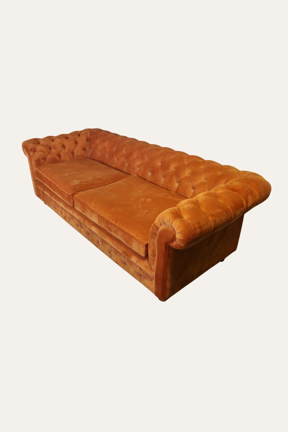 Orange Tufted 3-Seater Sofa for Office Reception
