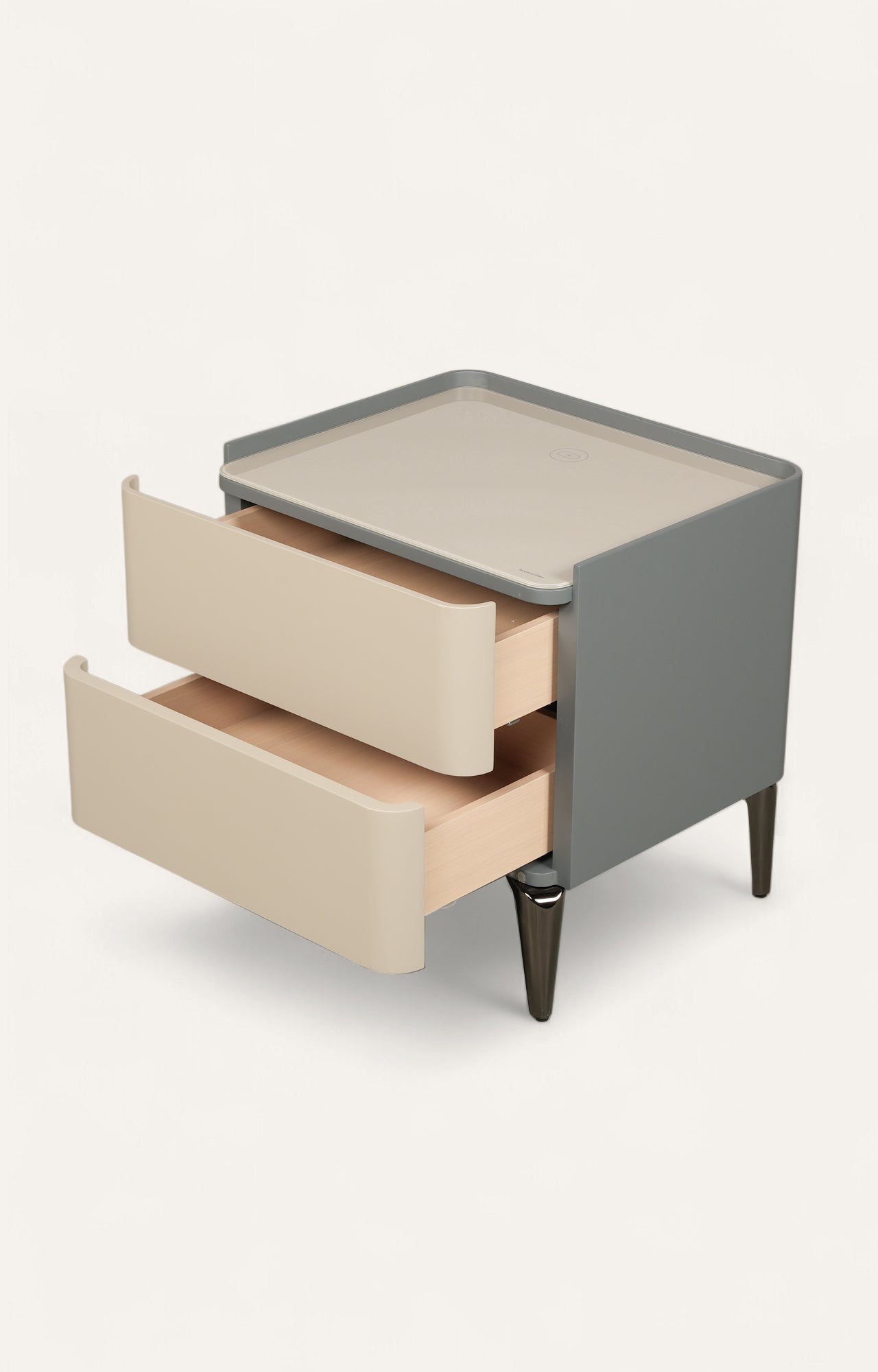 Two-Tone Modern Nightstand with Metal Legs