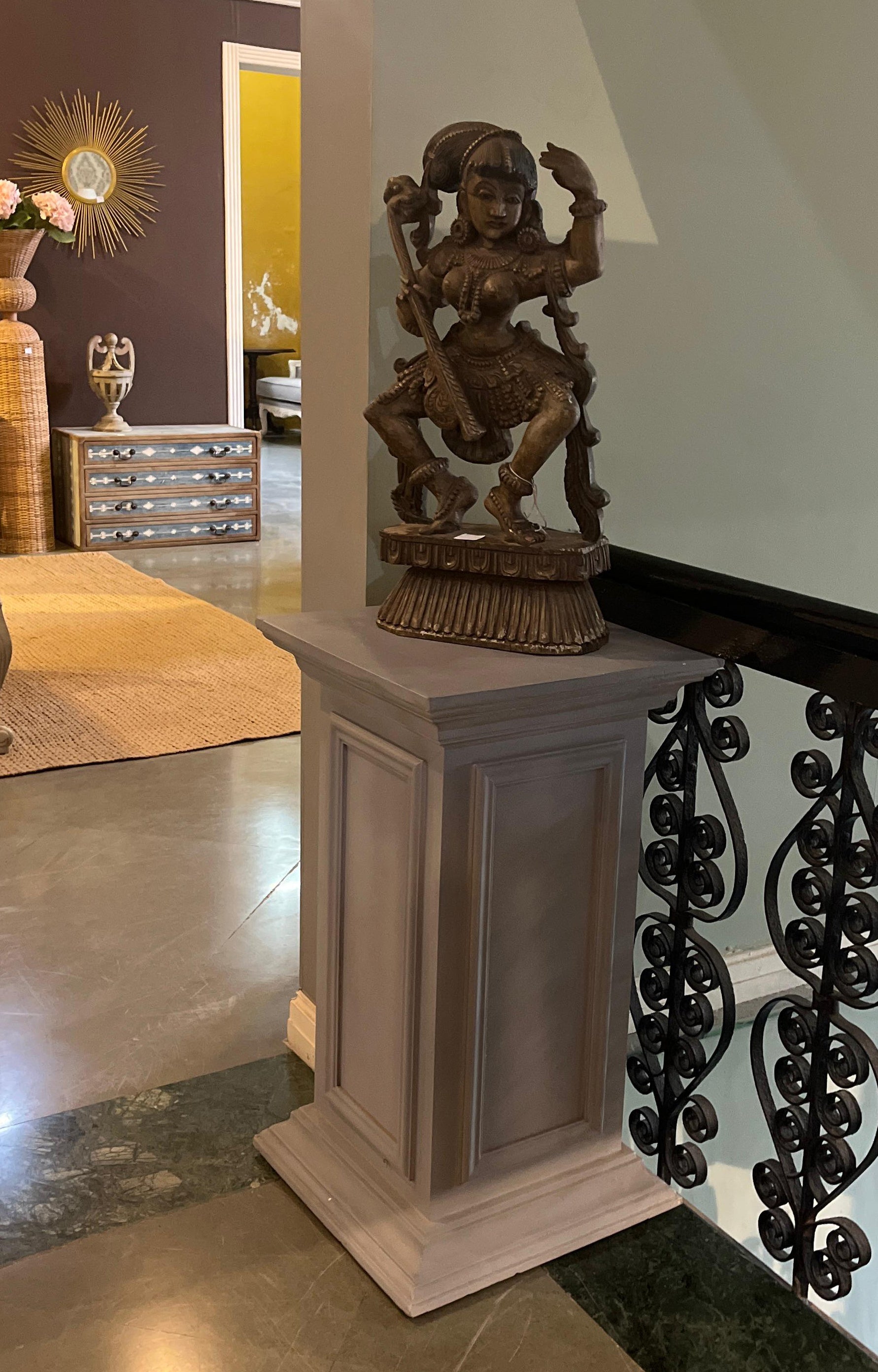 Soft Blue Resin Pedestal