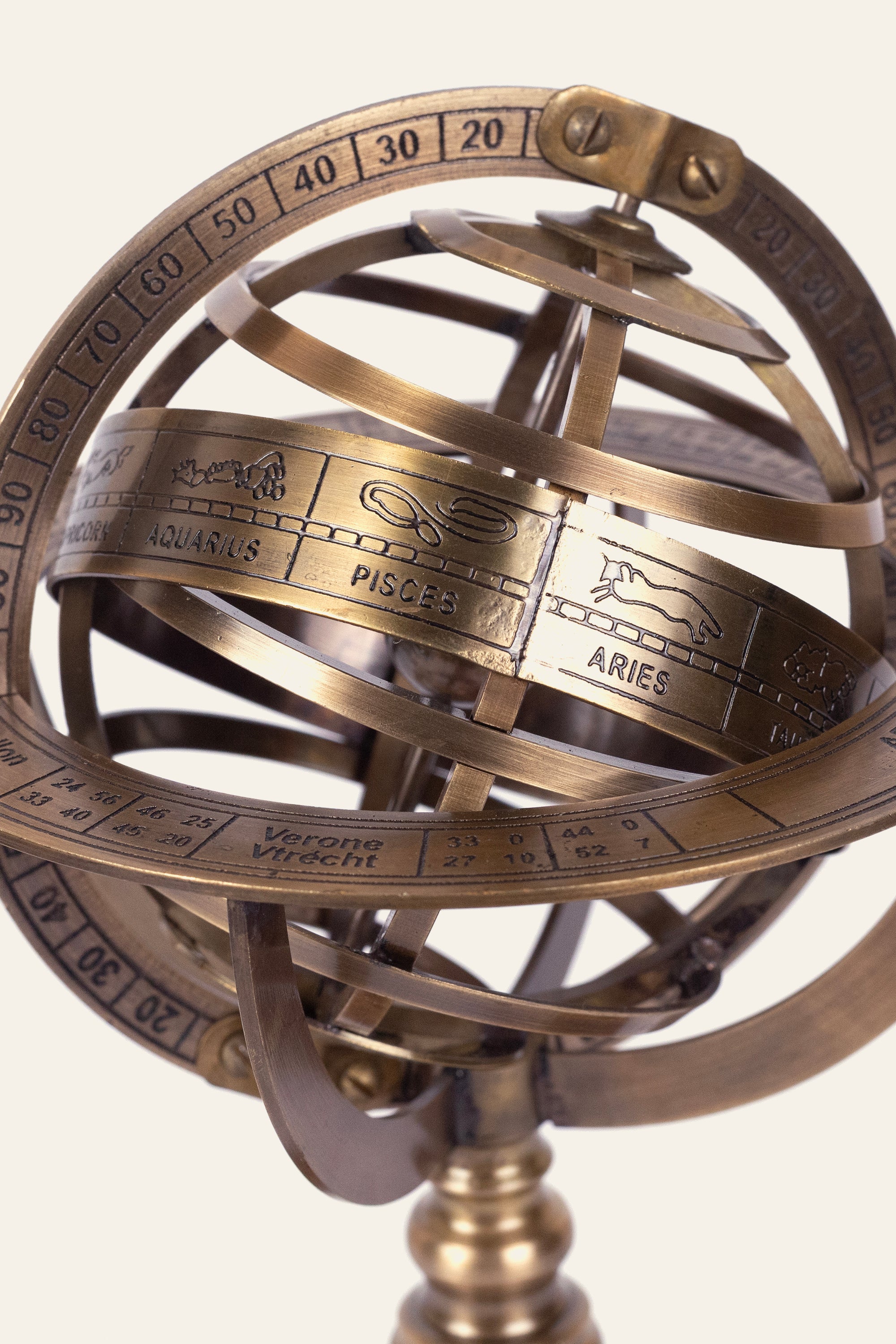Armillary Globe with Zodiac Engraved Rings