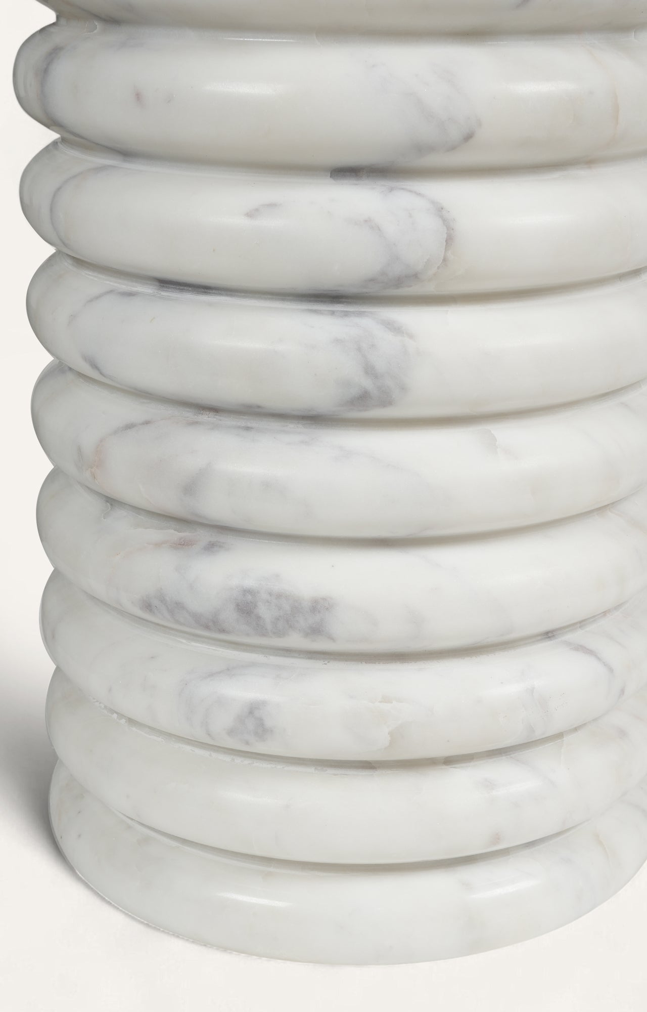 Ribbed Sculptural White Marble Accent Table