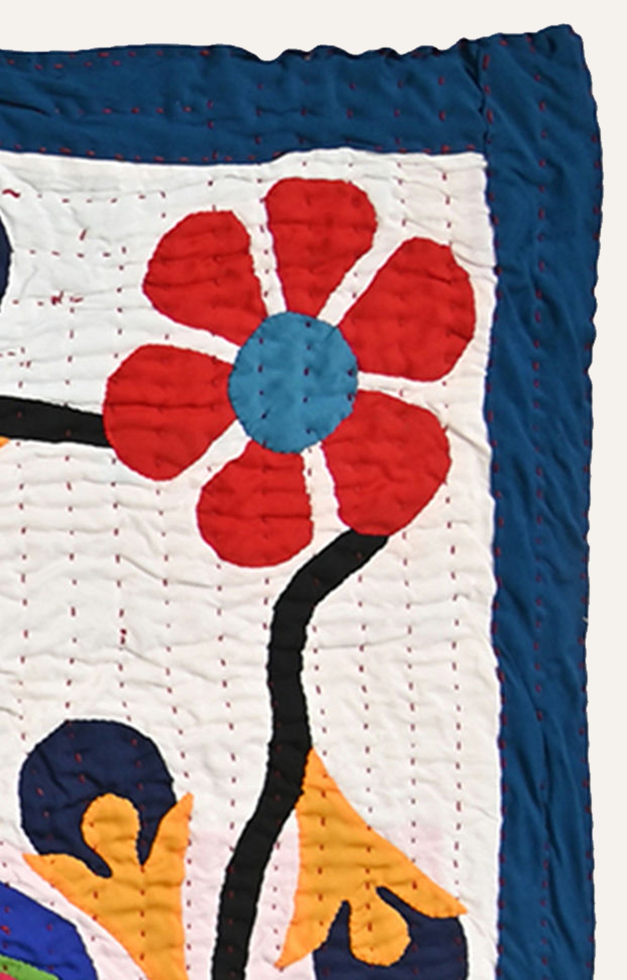 Visions of Paradise: A Vibrant Applique Cotton Textile Tapestry Wall Hanging