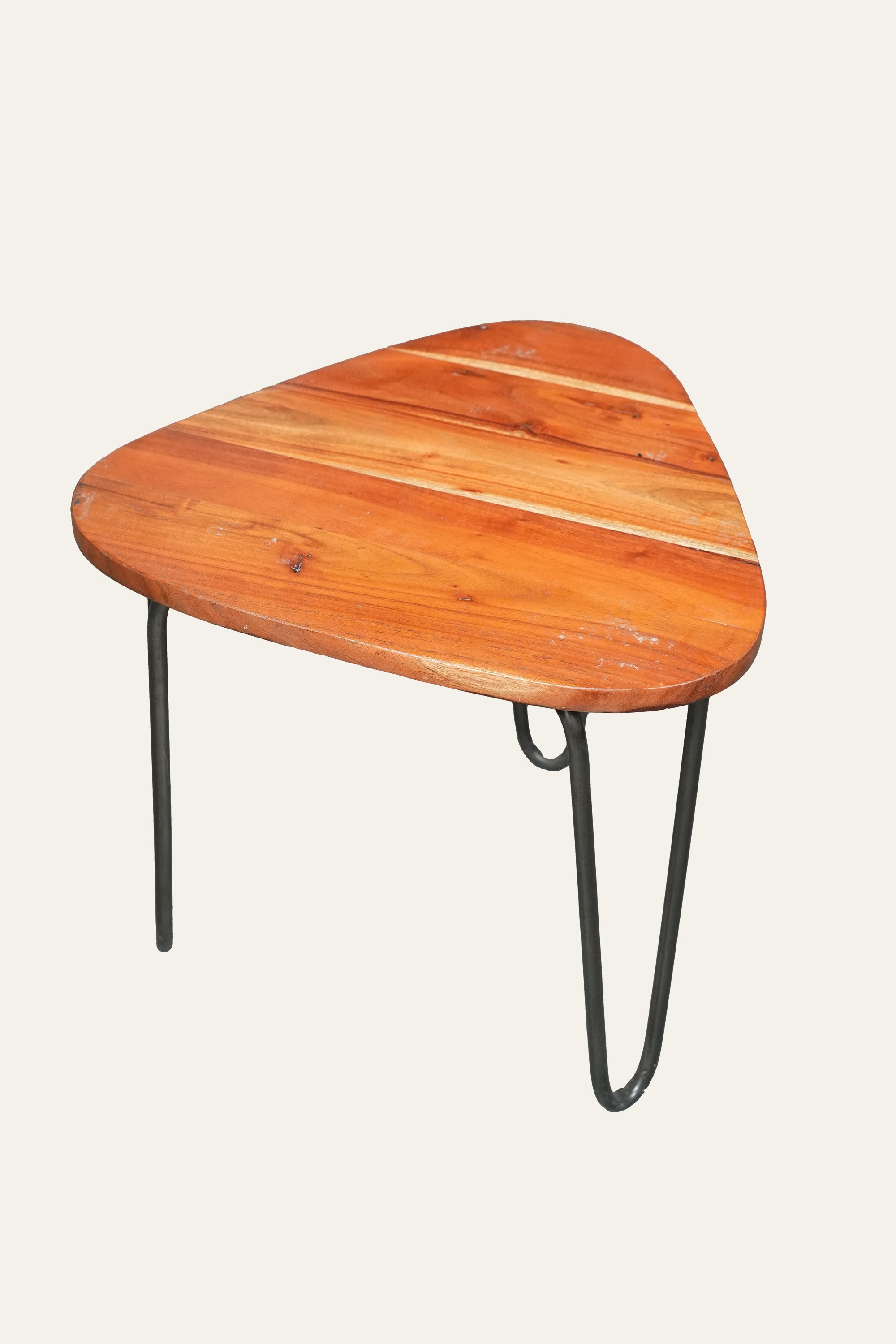 Triangle Wooden Nesting Tables with Hairpin Legs - Set of 2