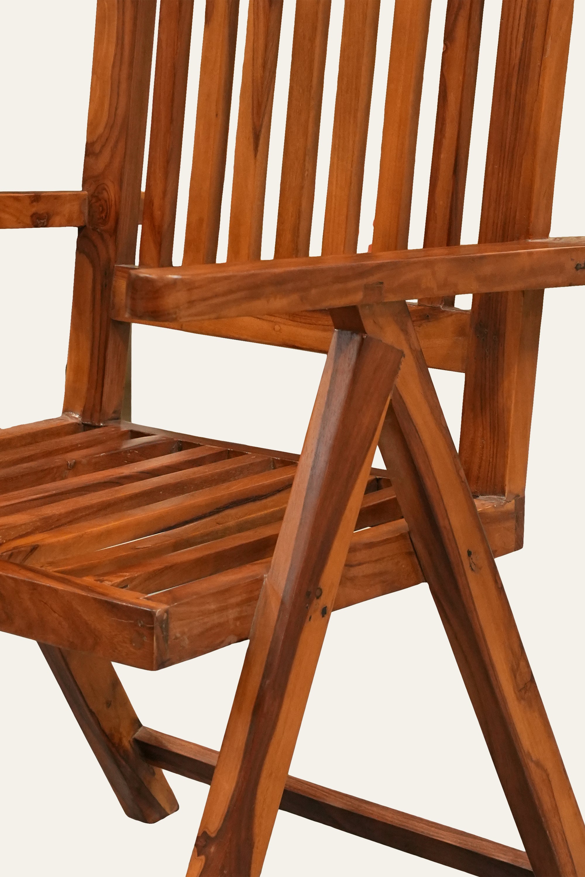 Slatted Back Wooden Armchair for Living Room