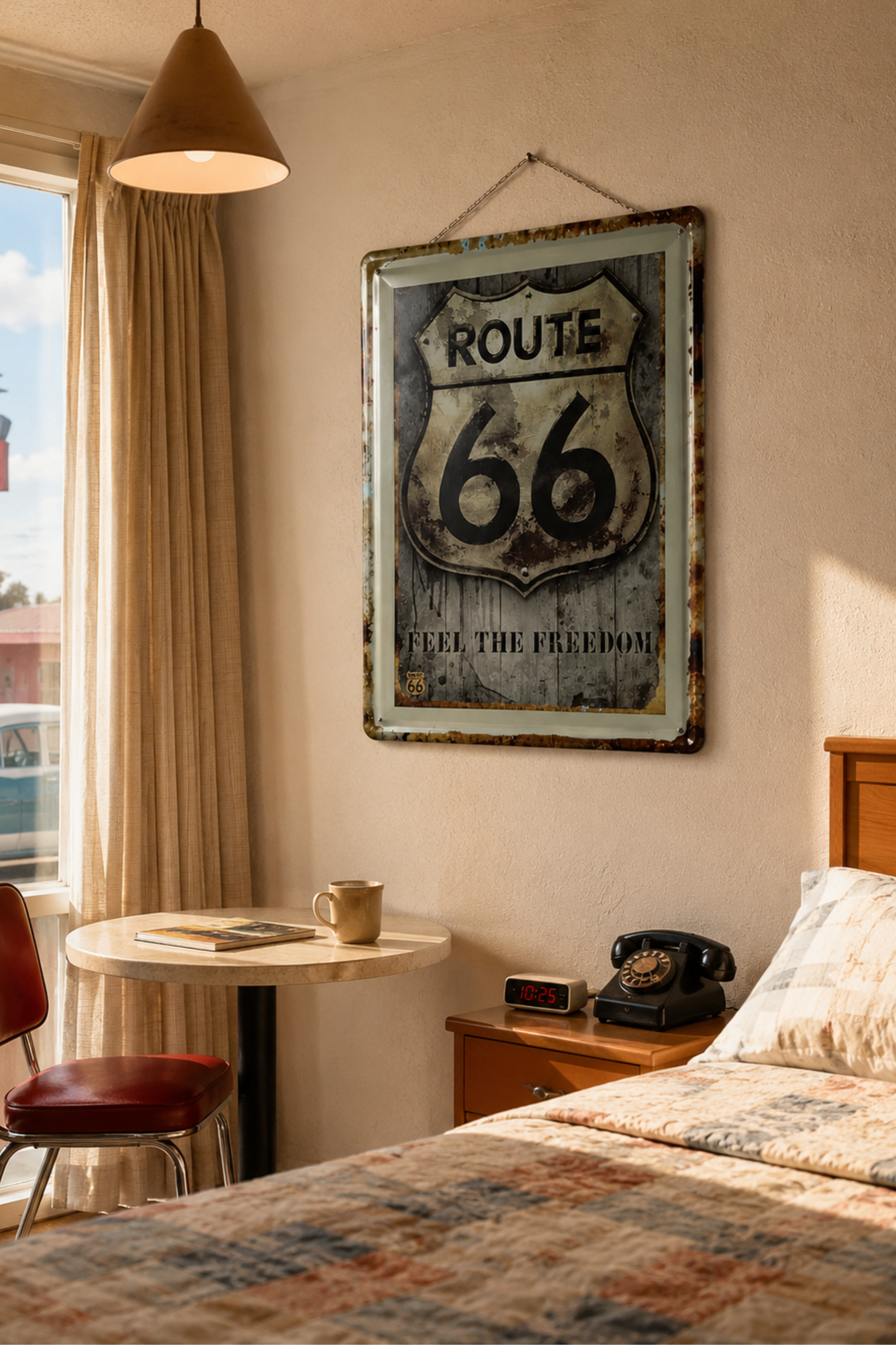 Route 66 Distressed Metal Sign Board