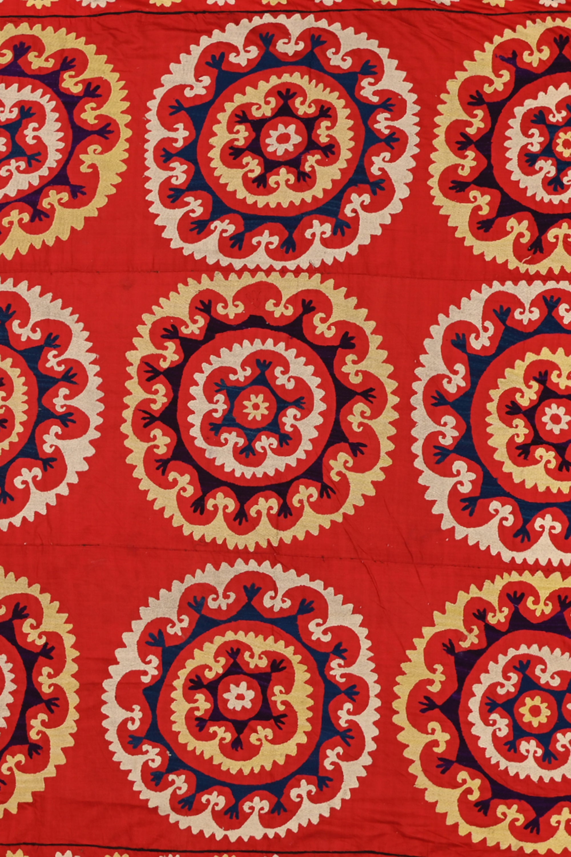 Rosette Red Suzani Antique Wall Tapestry